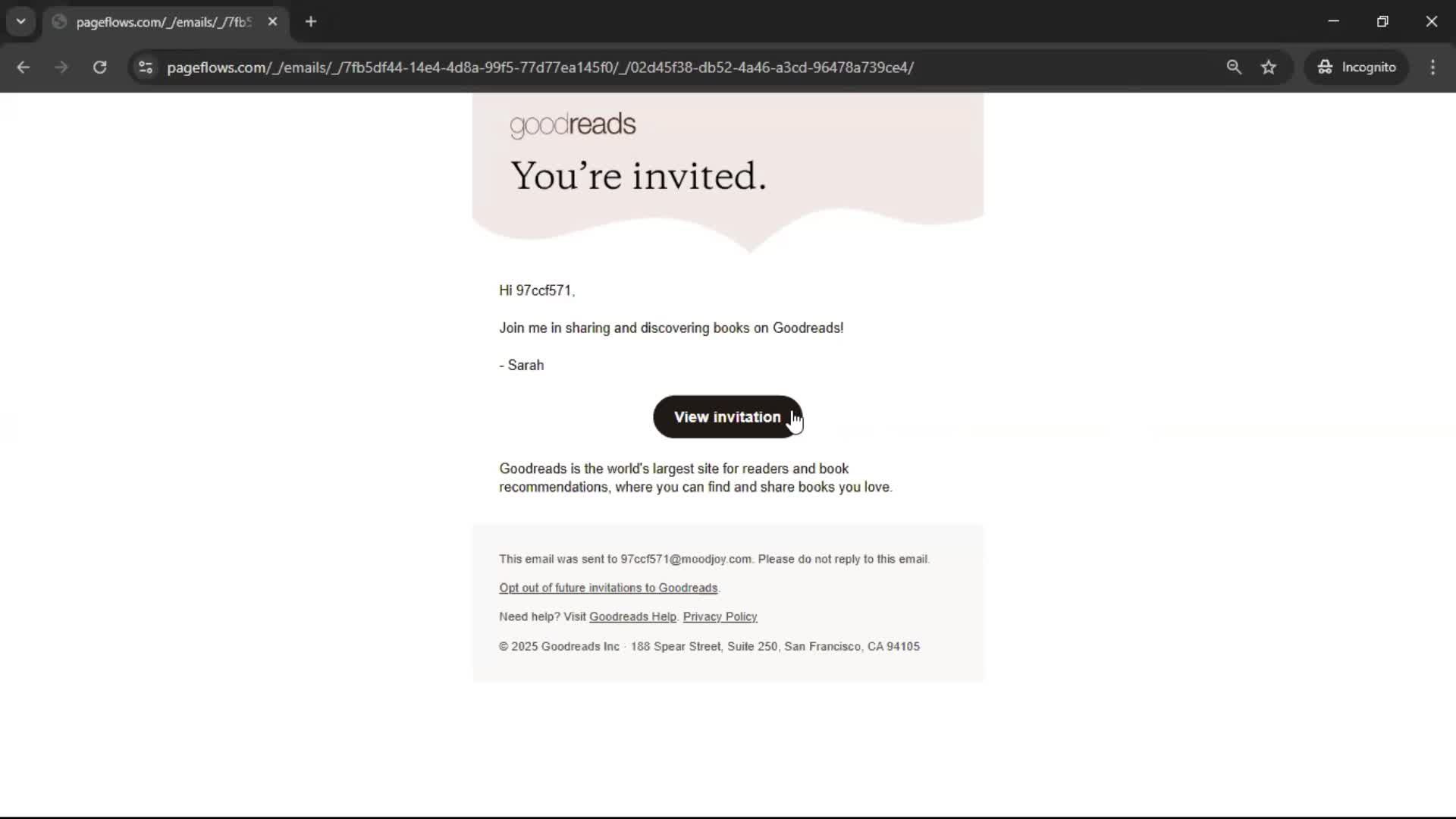 Accepting an invite screenshot