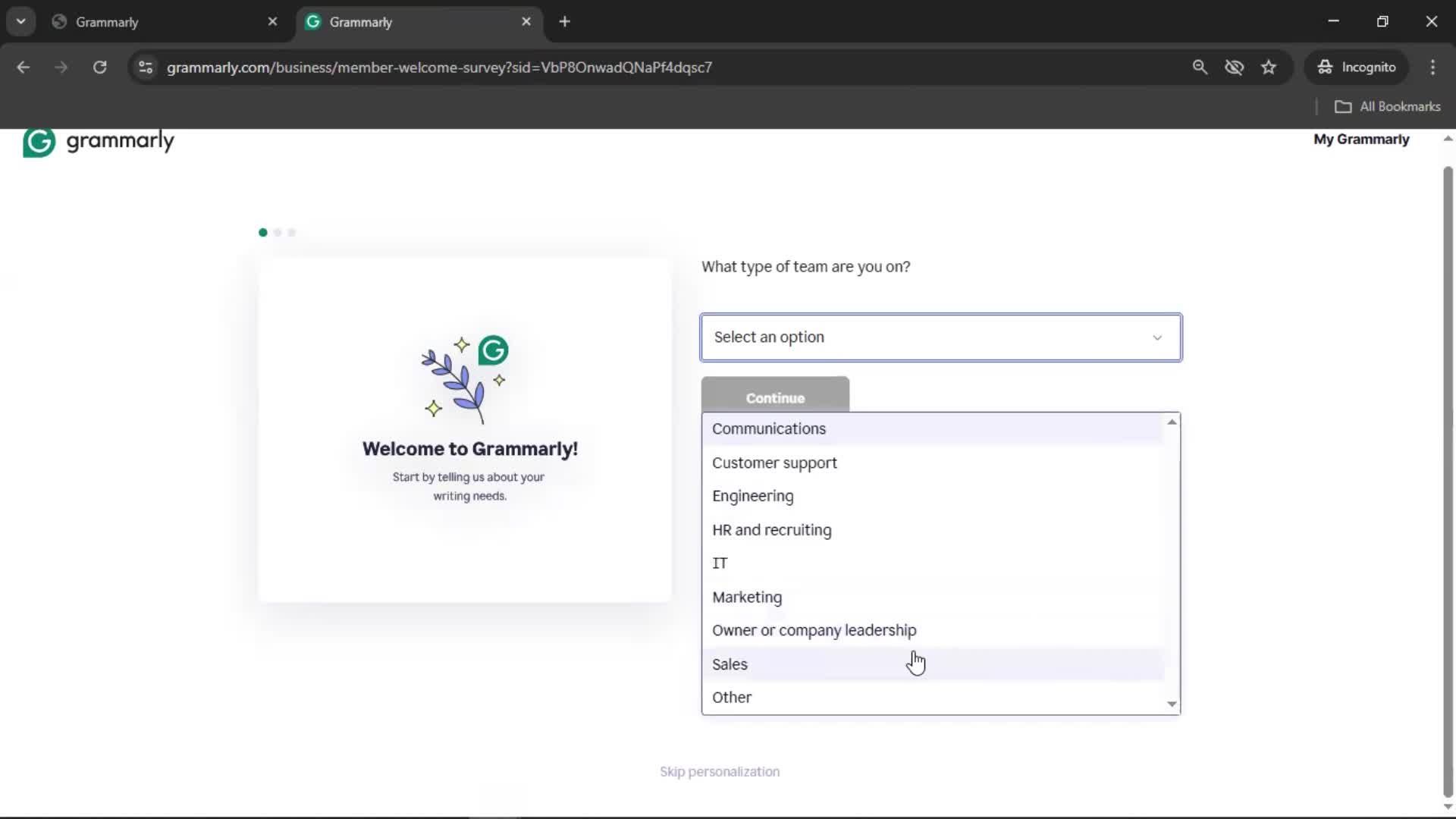 Accepting an invite screenshot