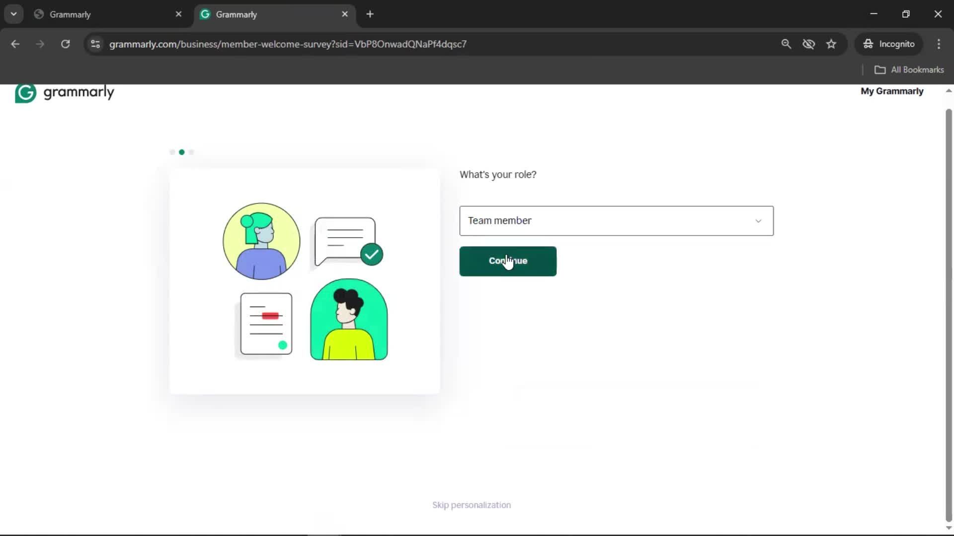 Accepting an invite screenshot