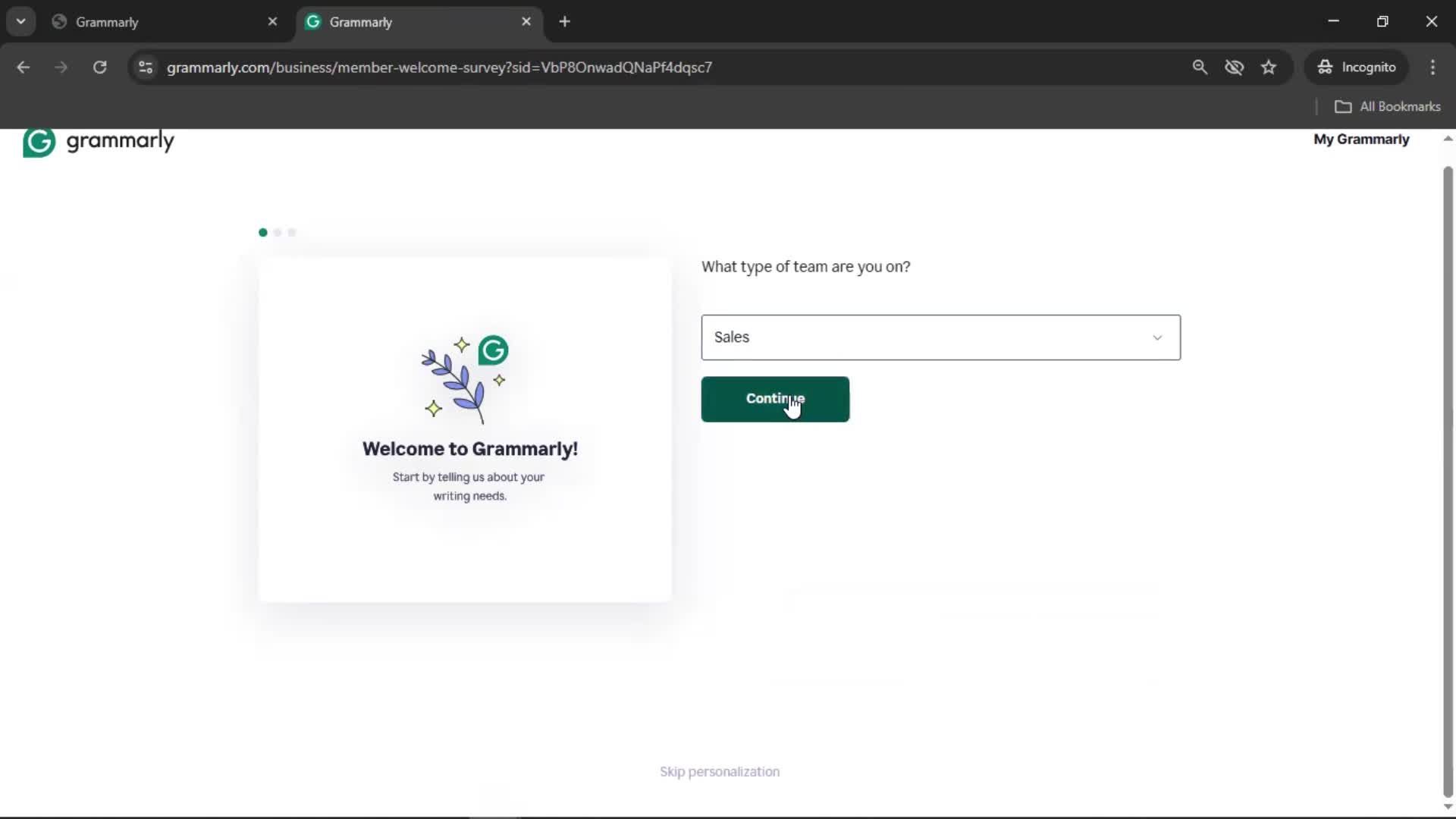 Accepting an invite screenshot