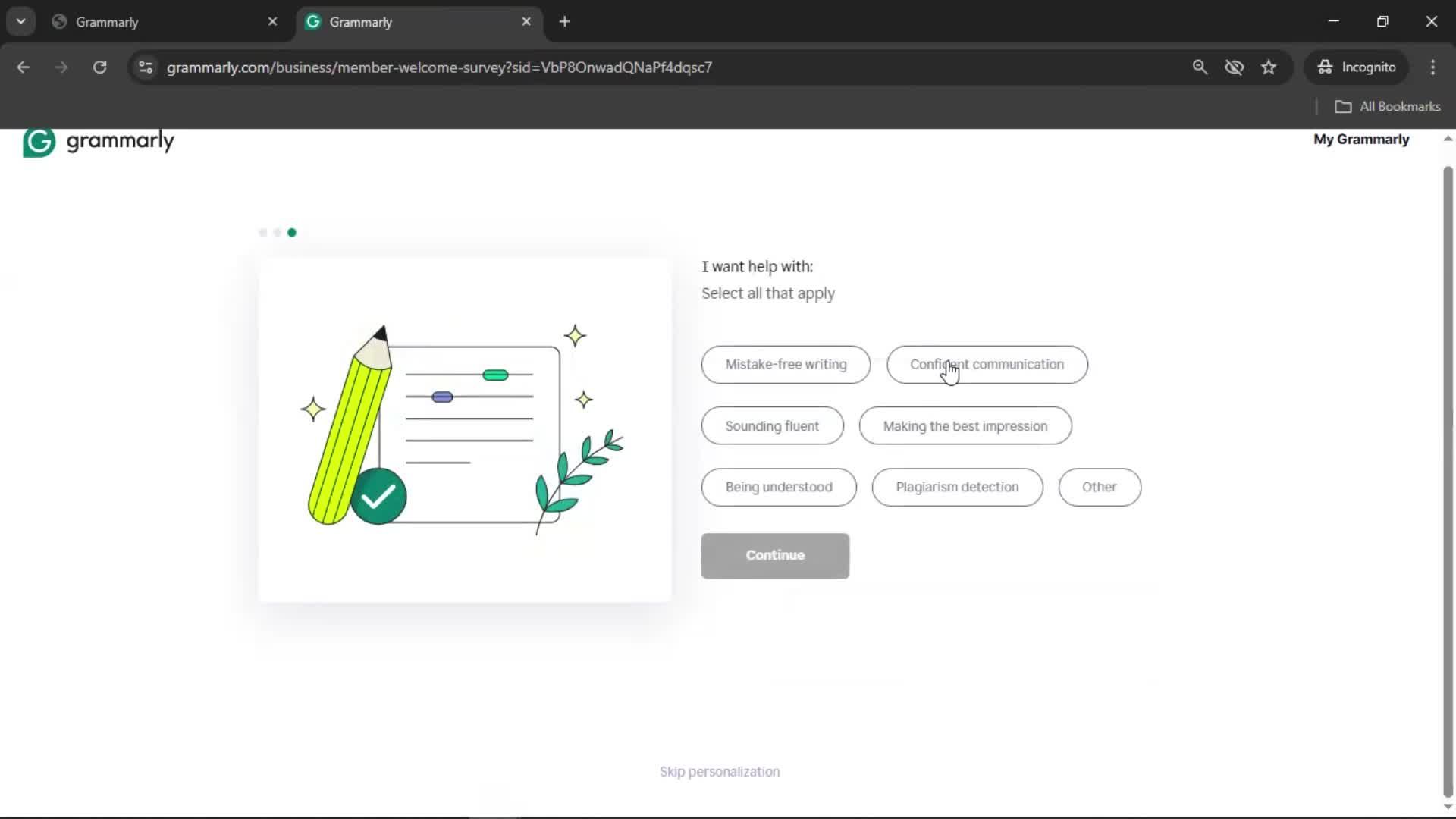 Accepting an invite screenshot