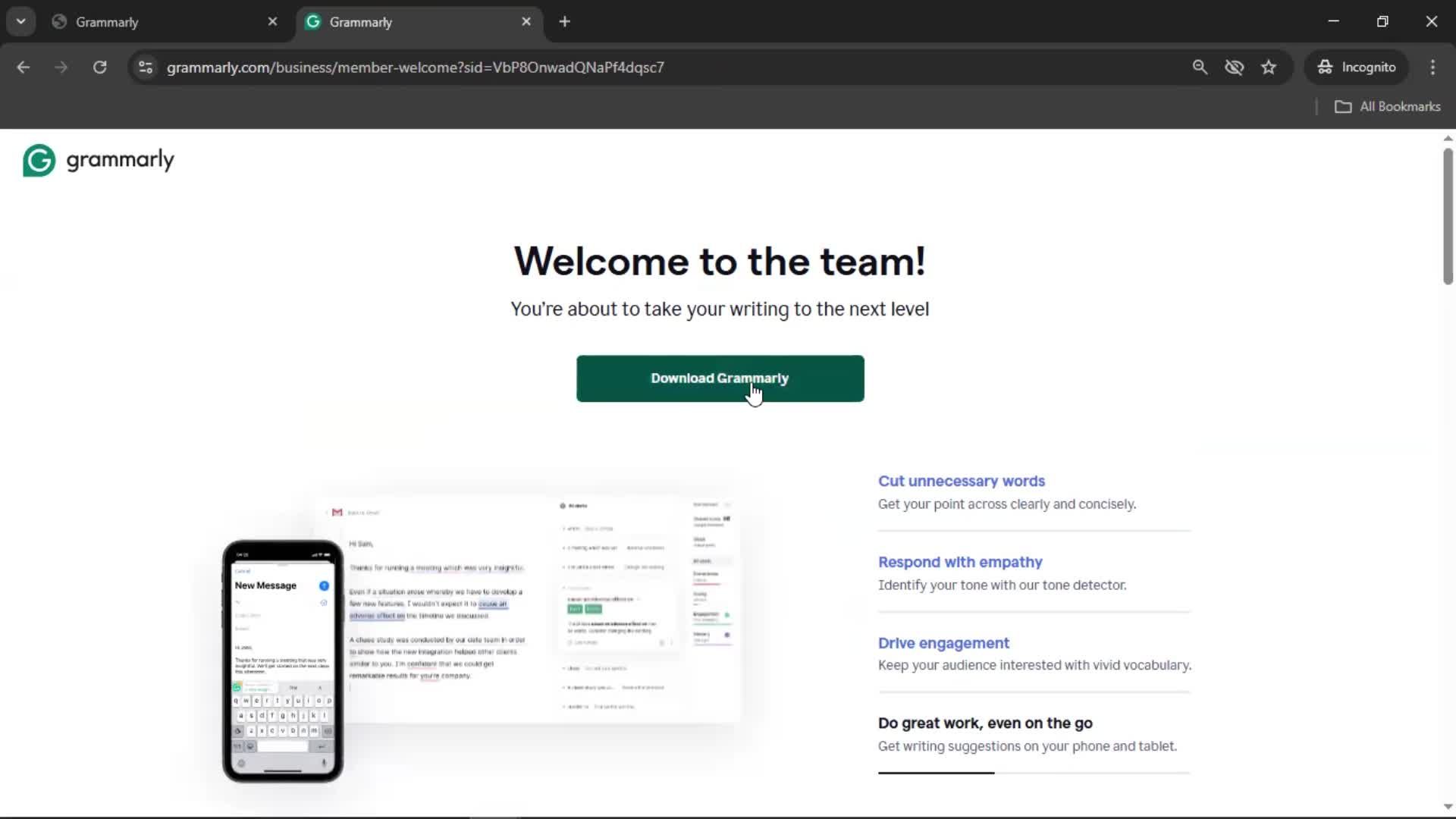 Accepting an invite screenshot