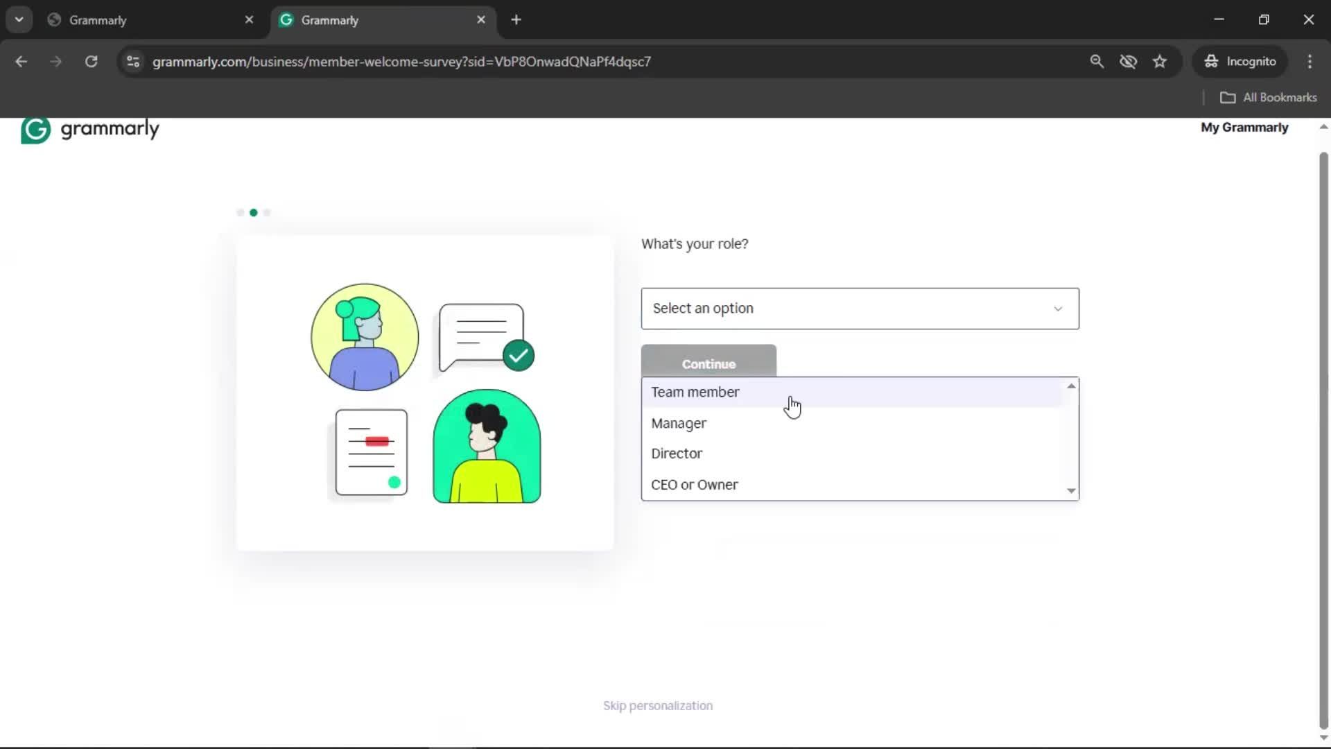 Accepting an invite screenshot