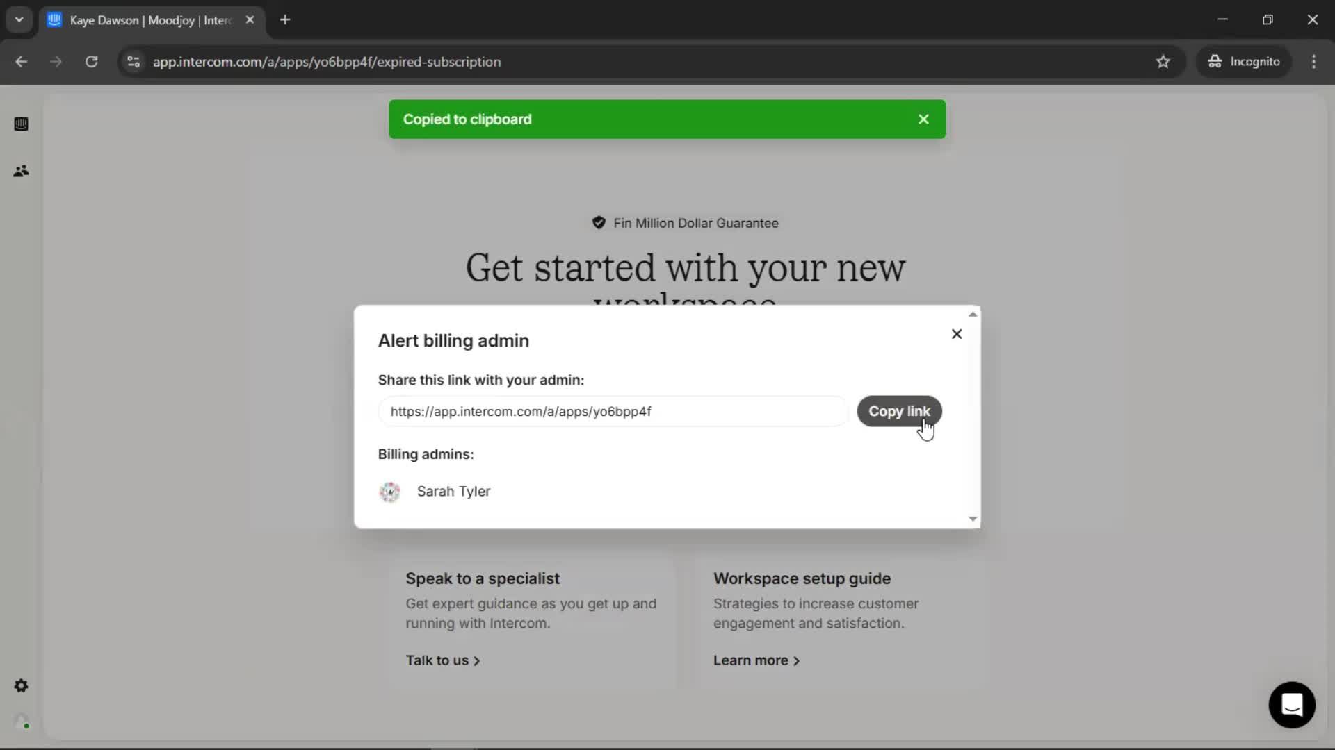 Accepting an invite screenshot