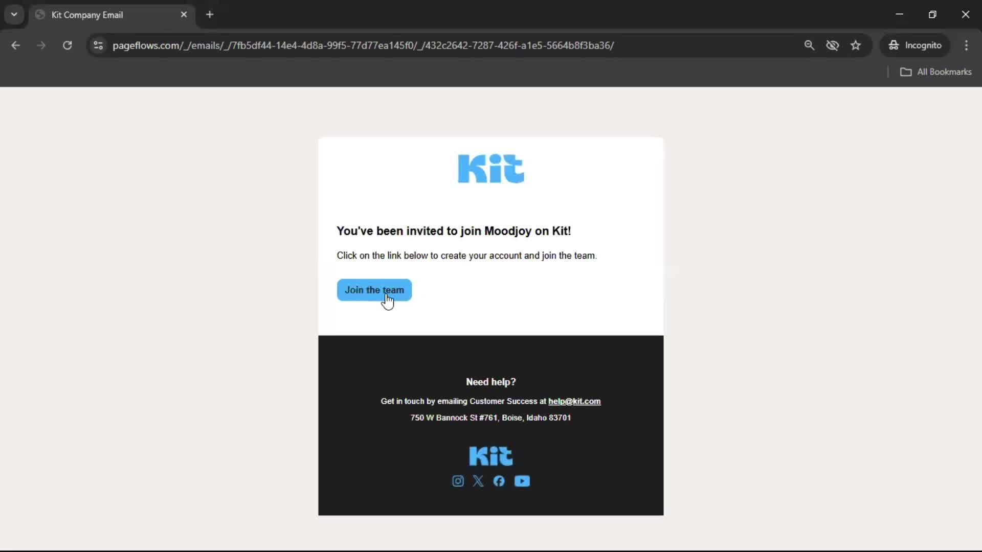 Accepting an invite screenshot