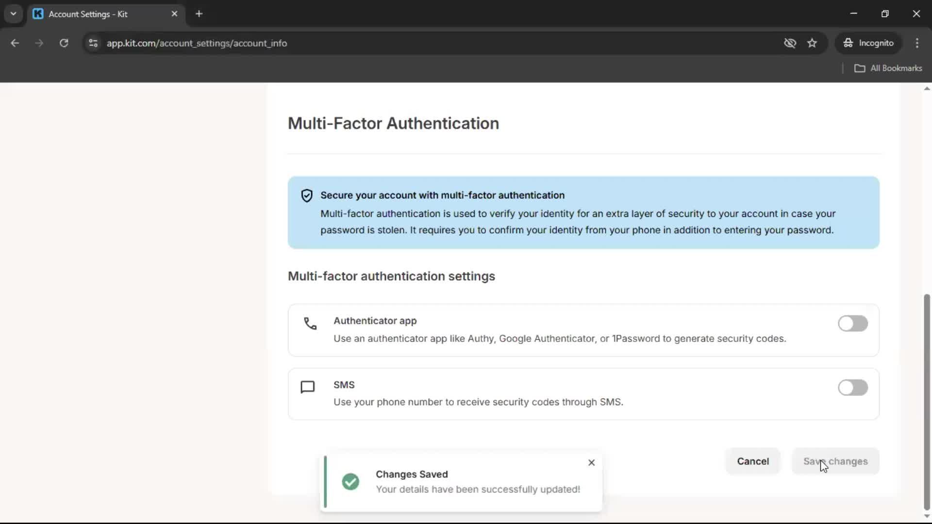Accepting an invite screenshot