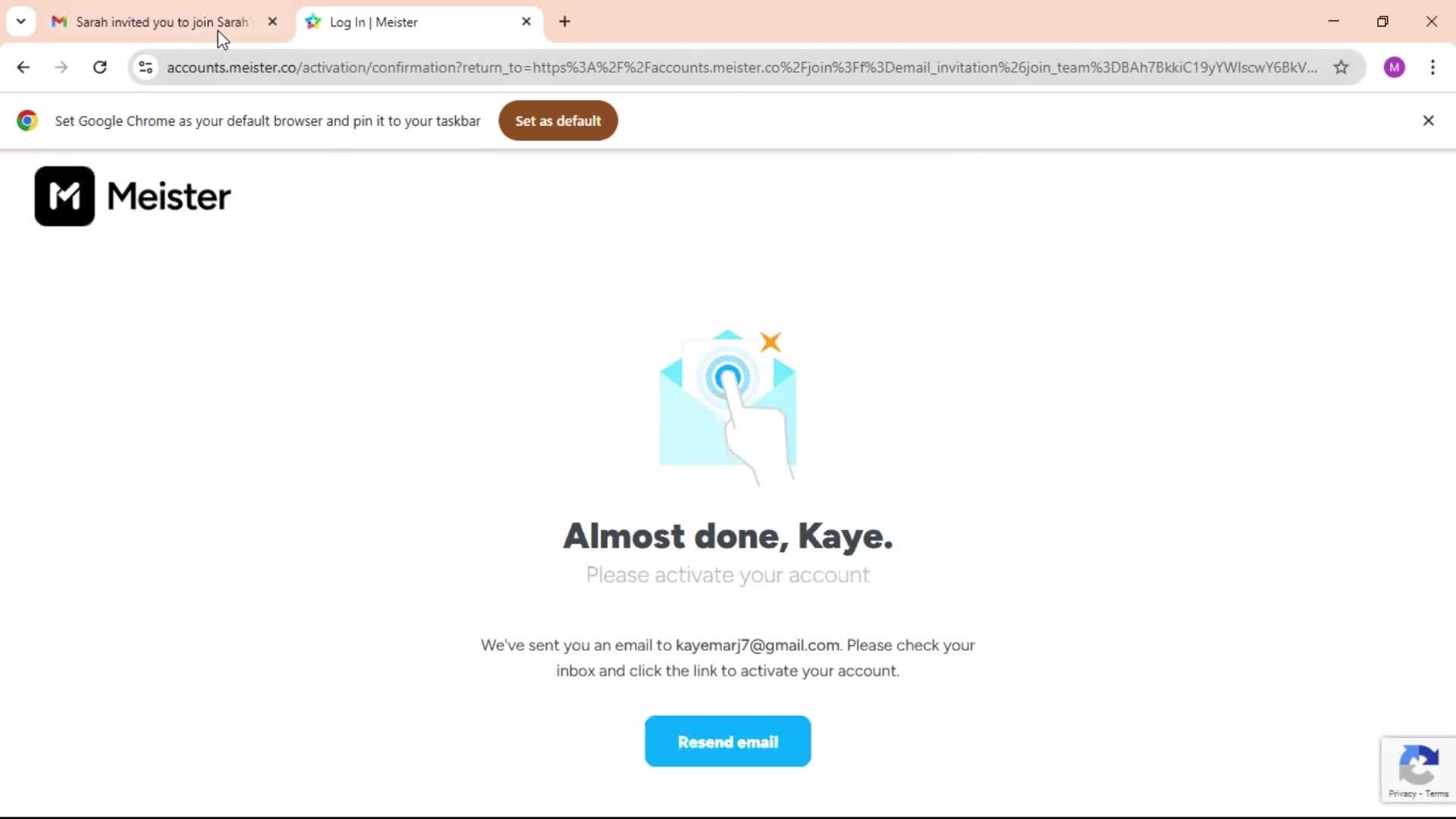 Accepting an invite screenshot