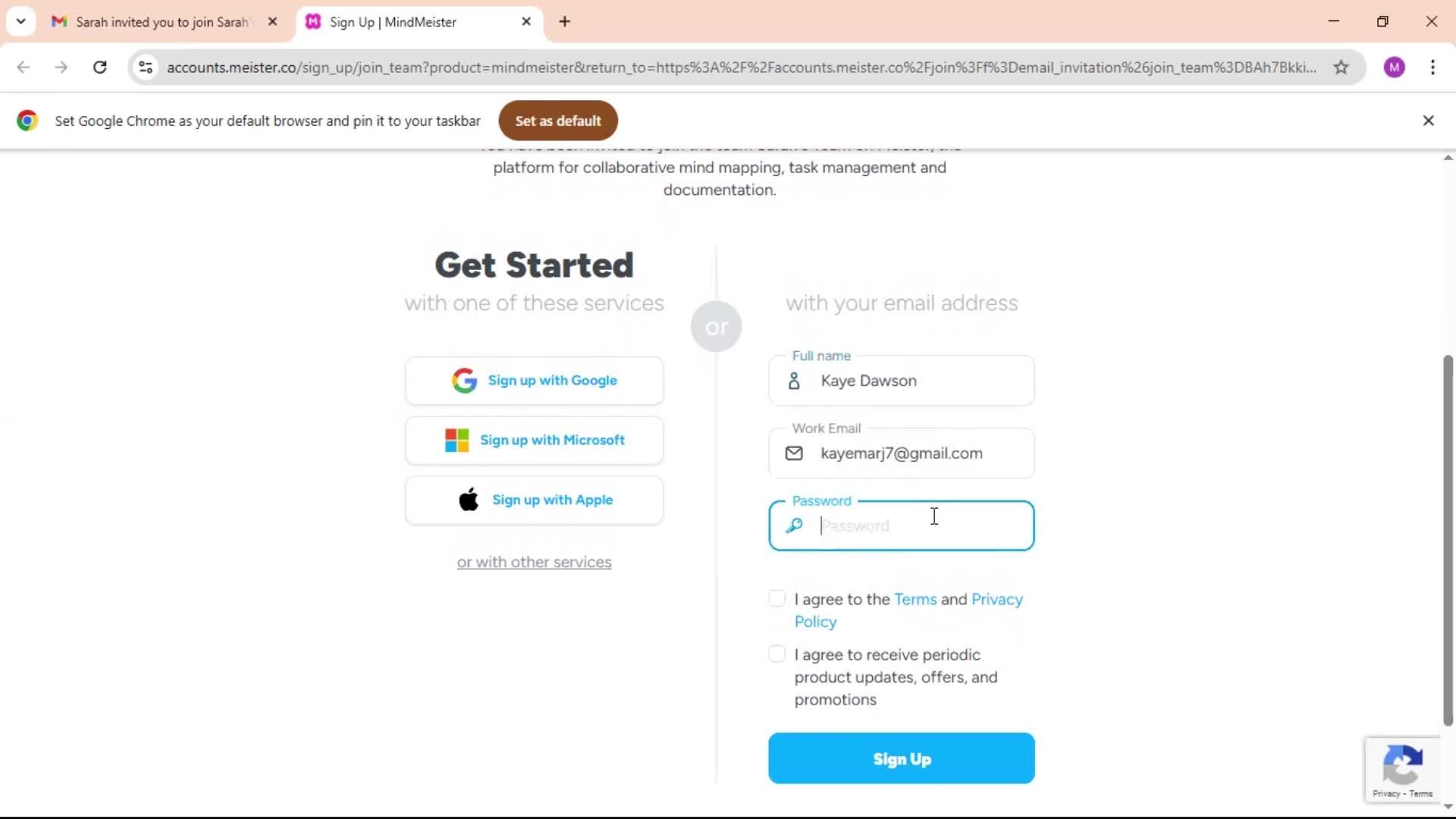 Accepting an invite screenshot