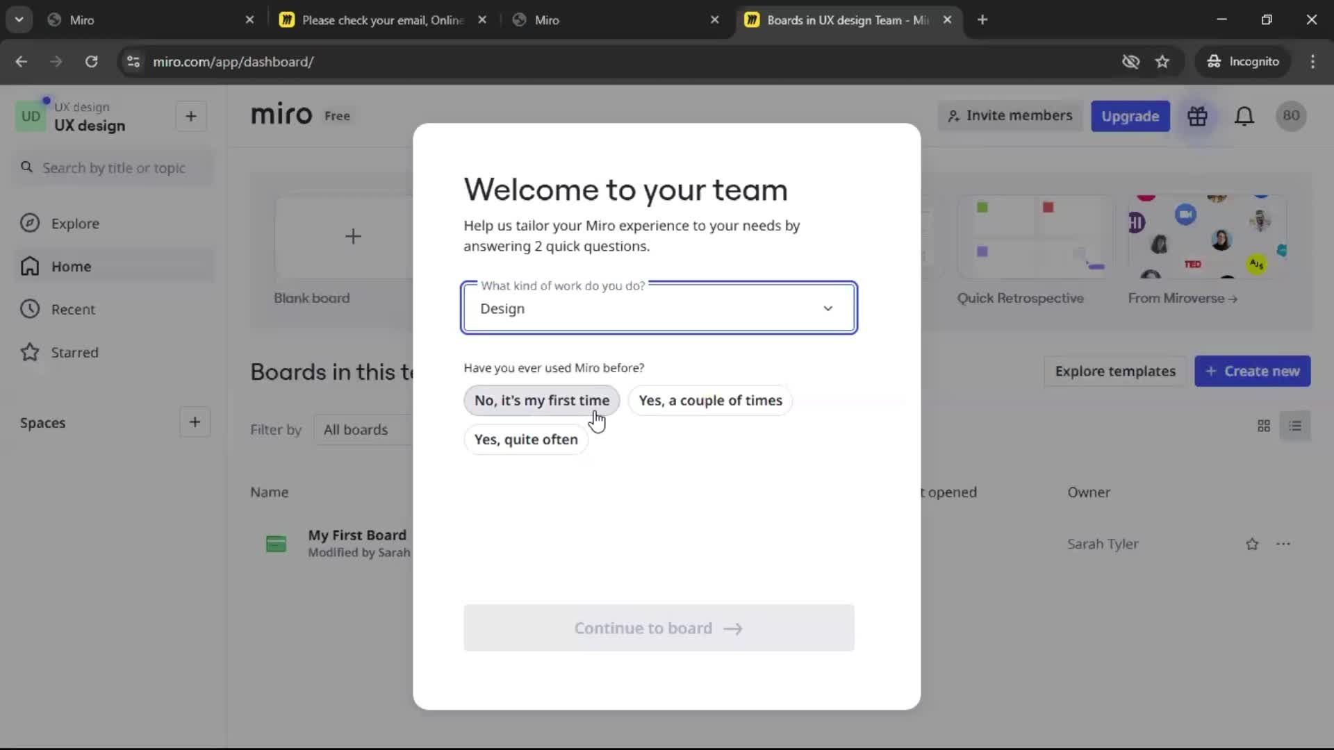 Accepting an invite screenshot