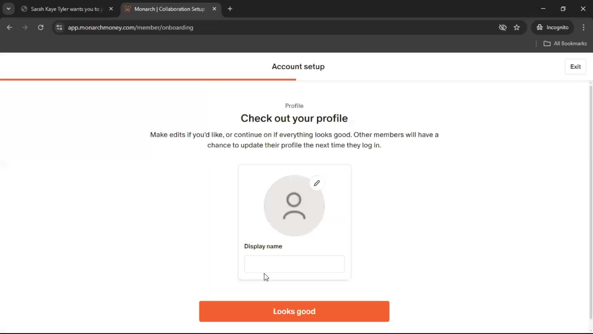 Accepting an invite screenshot