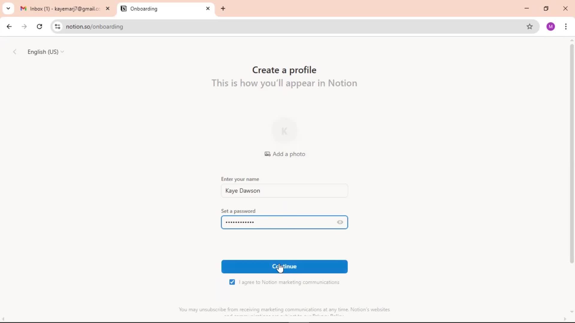 Accepting an invite screenshot