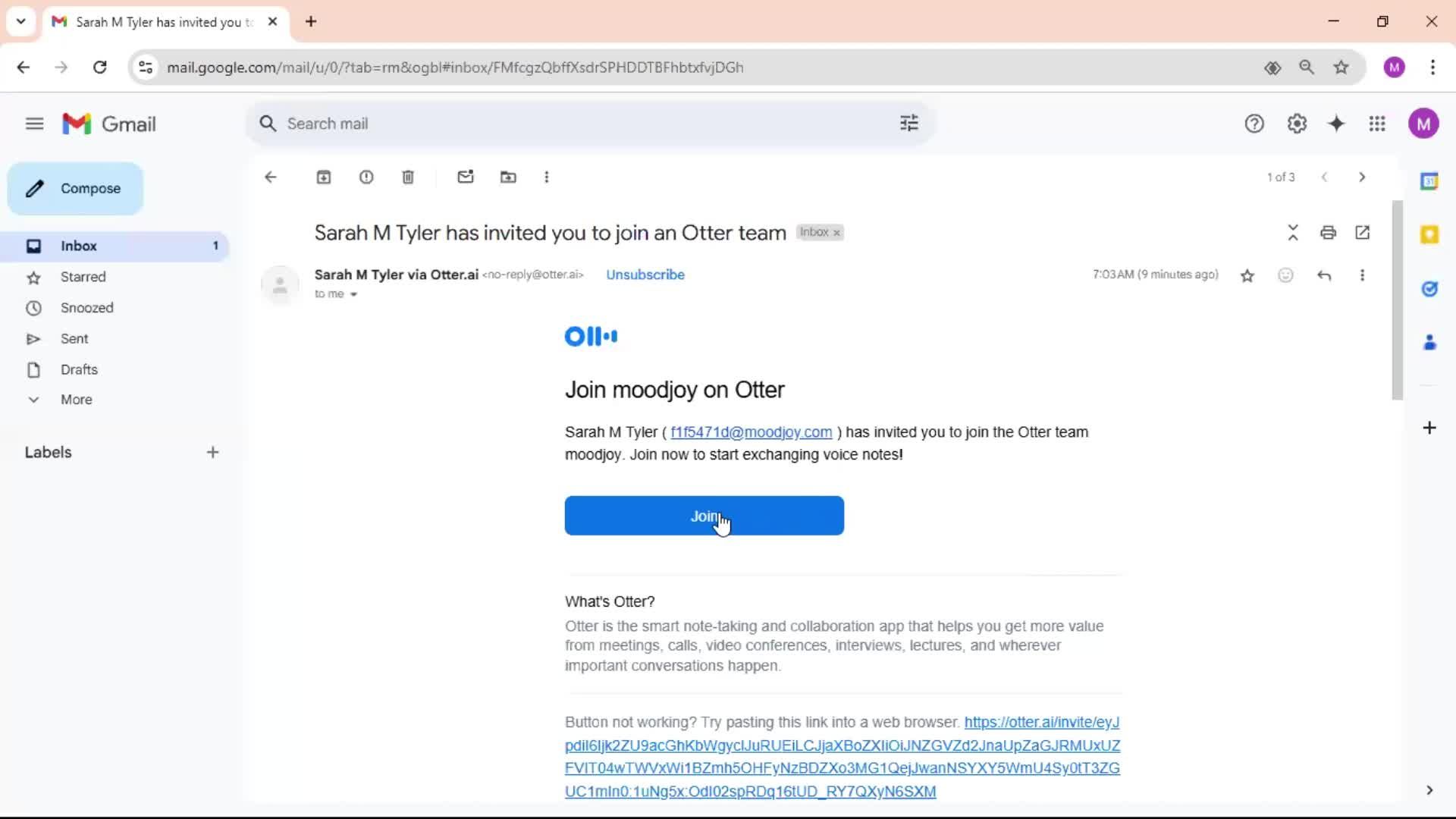Accepting an invite screenshot