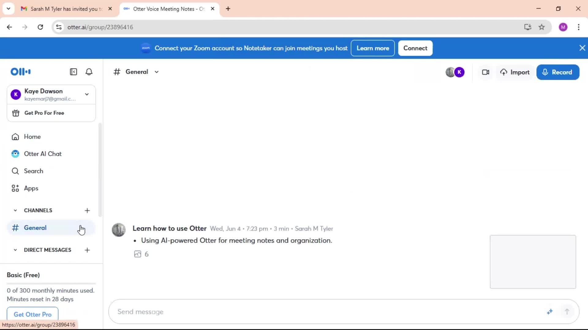 Accepting an invite screenshot
