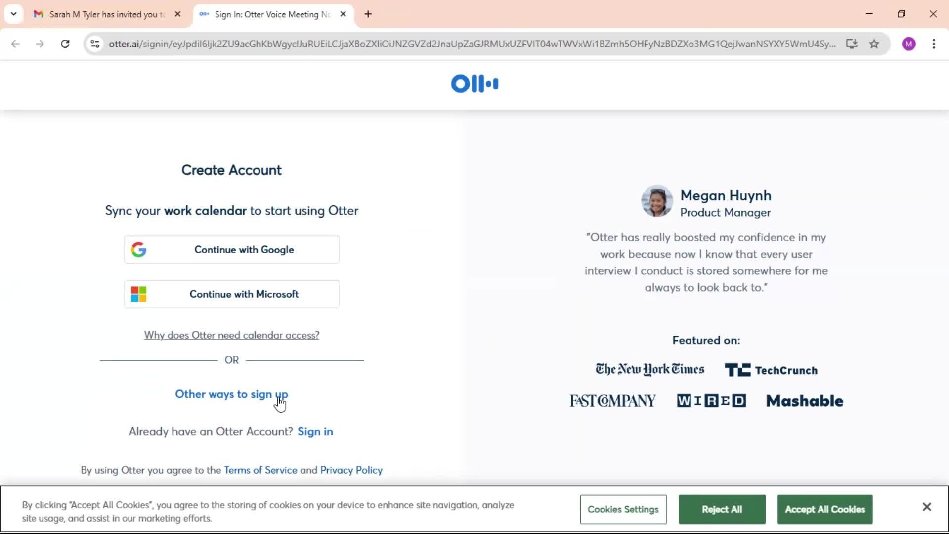 Accepting an invite screenshot