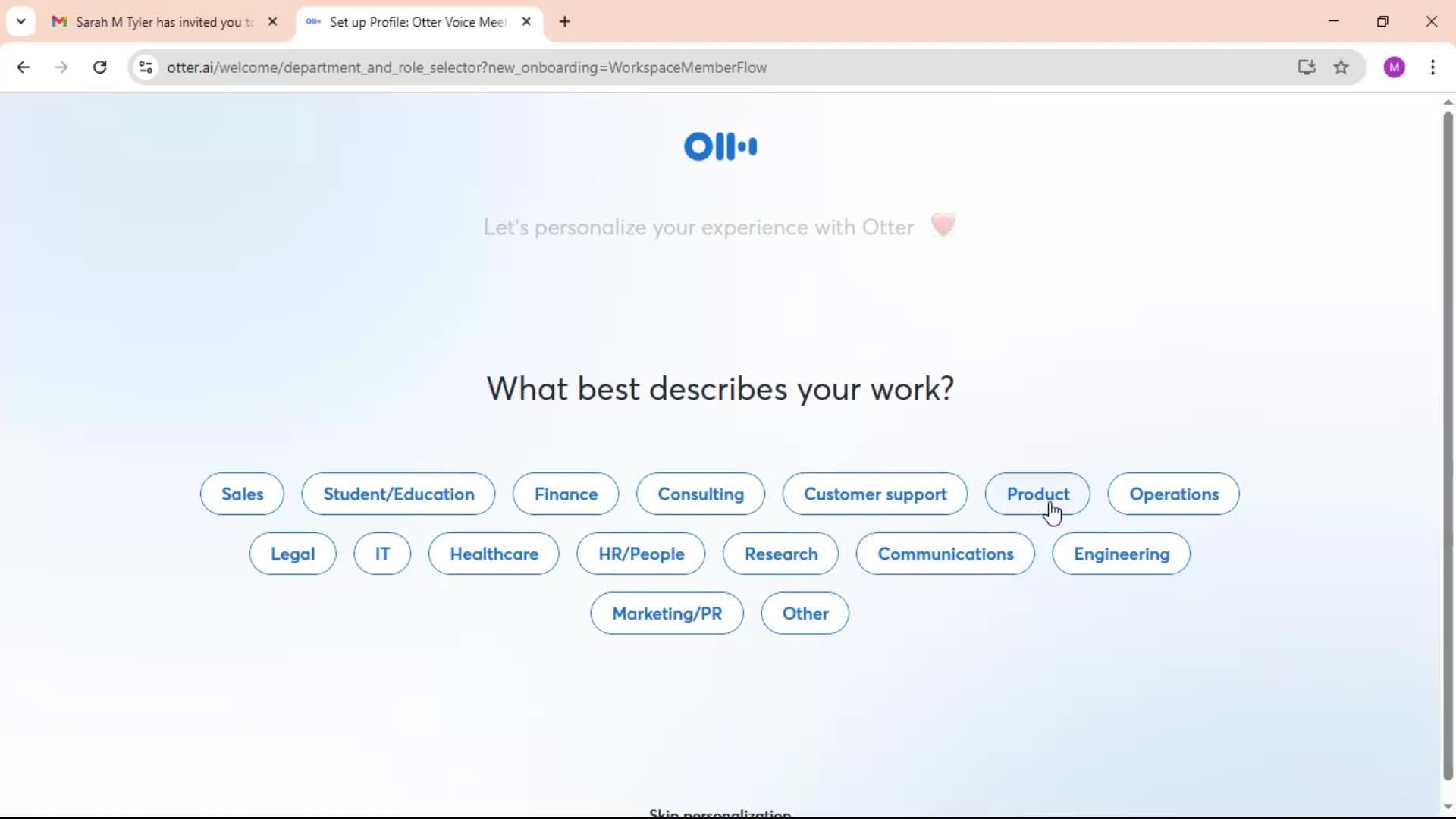 Accepting an invite screenshot