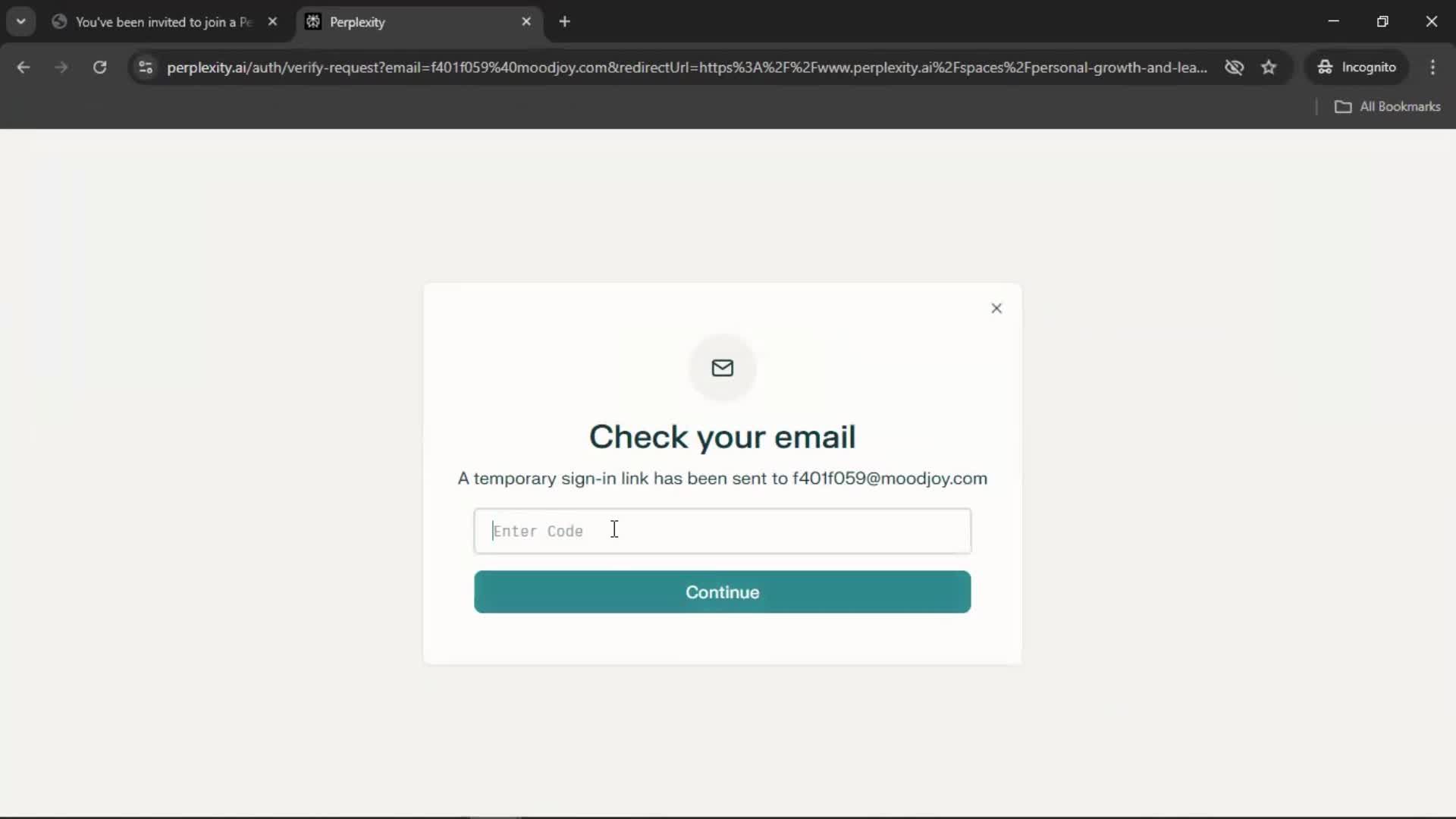 Accepting an invite screenshot