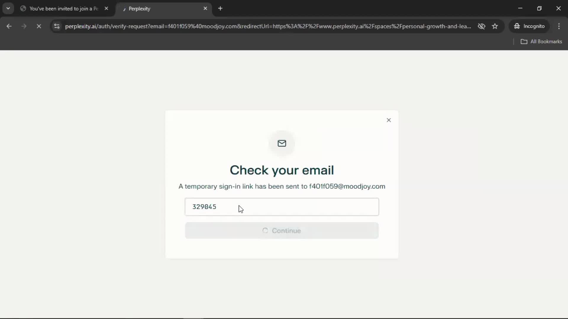 Accepting an invite screenshot