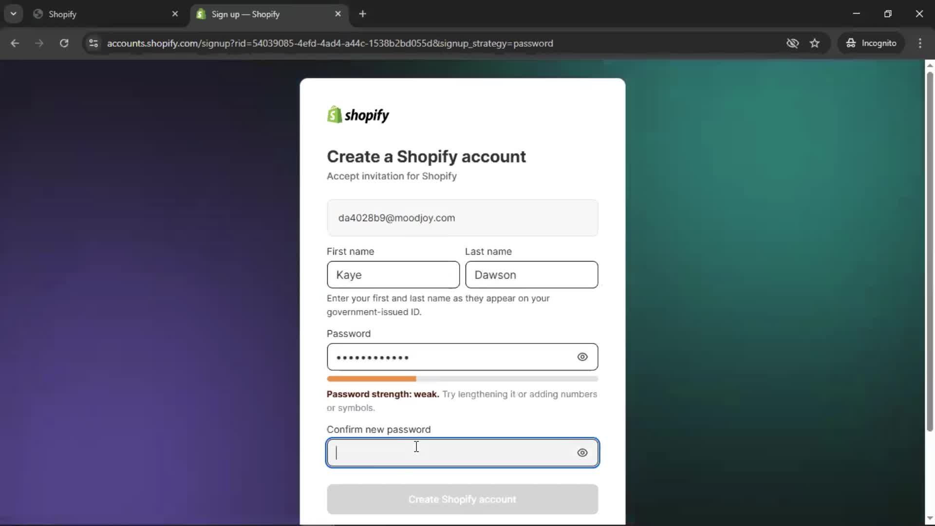 Accepting an invite screenshot