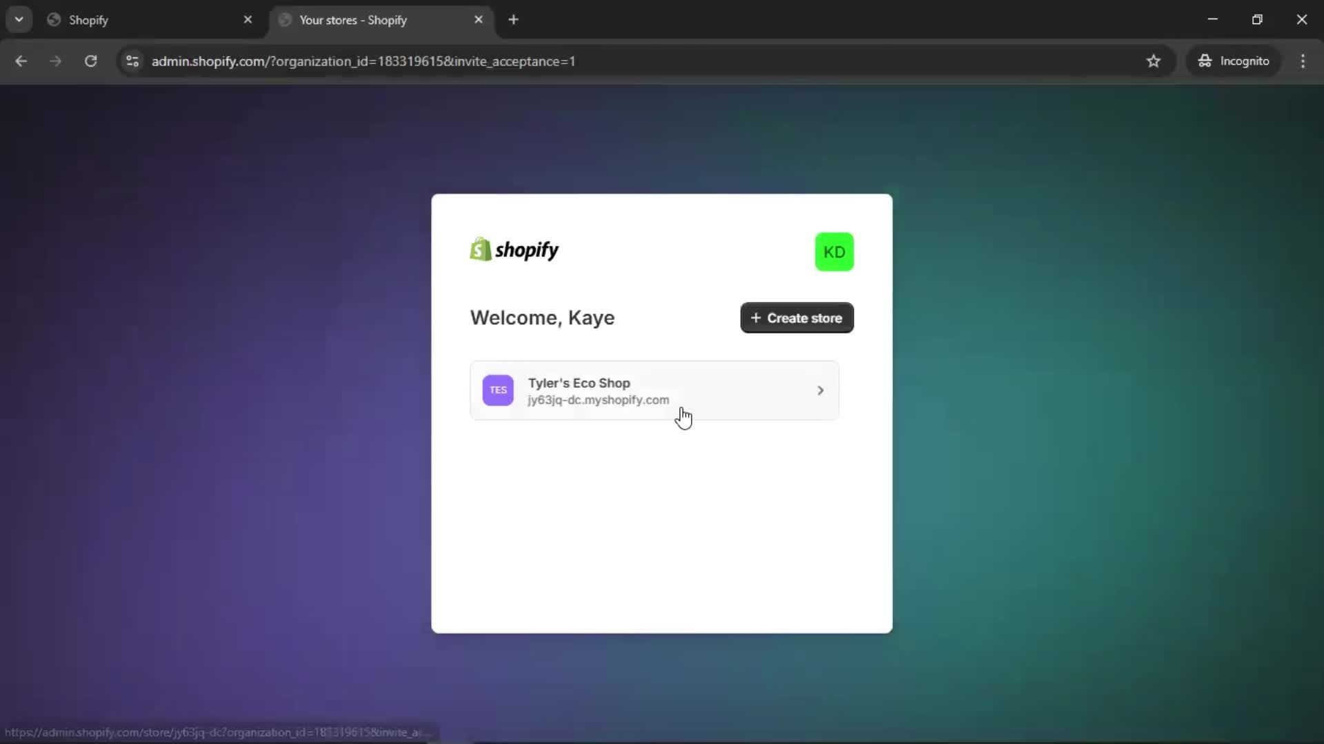 Accepting an invite on Shopify video thumbnail