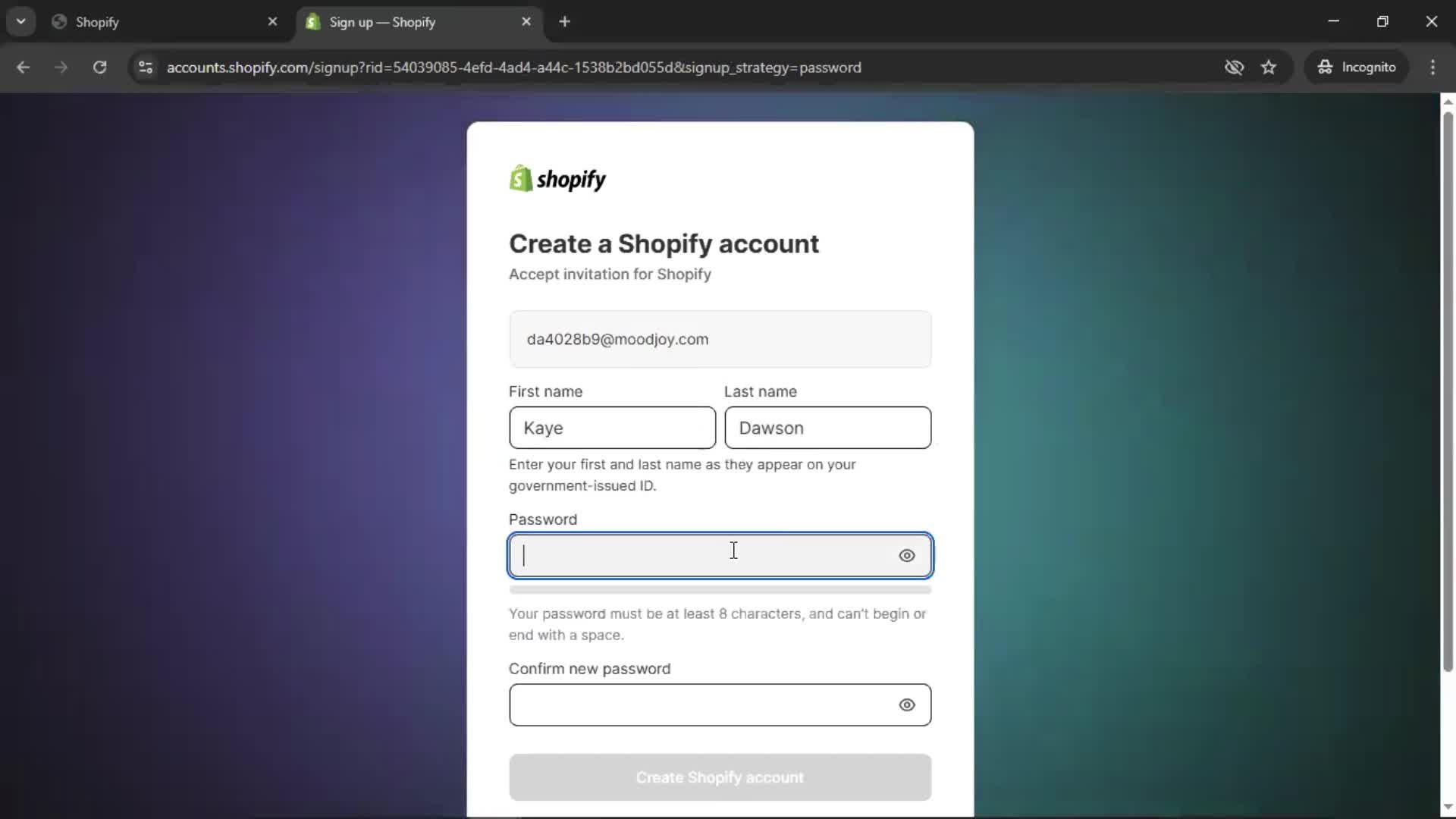 Accepting an invite on Shopify video thumbnail