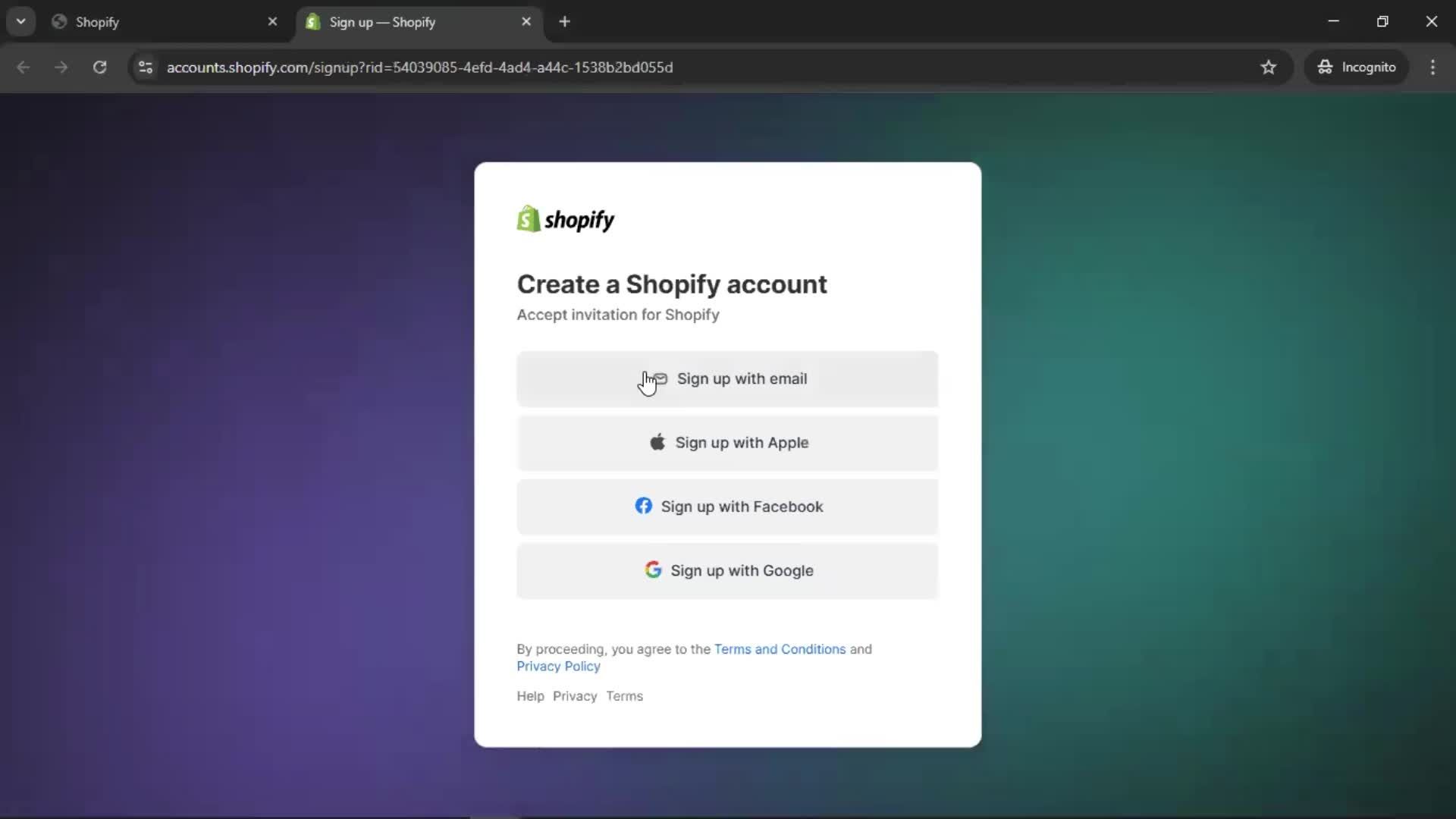 Accepting an invite on Shopify video thumbnail