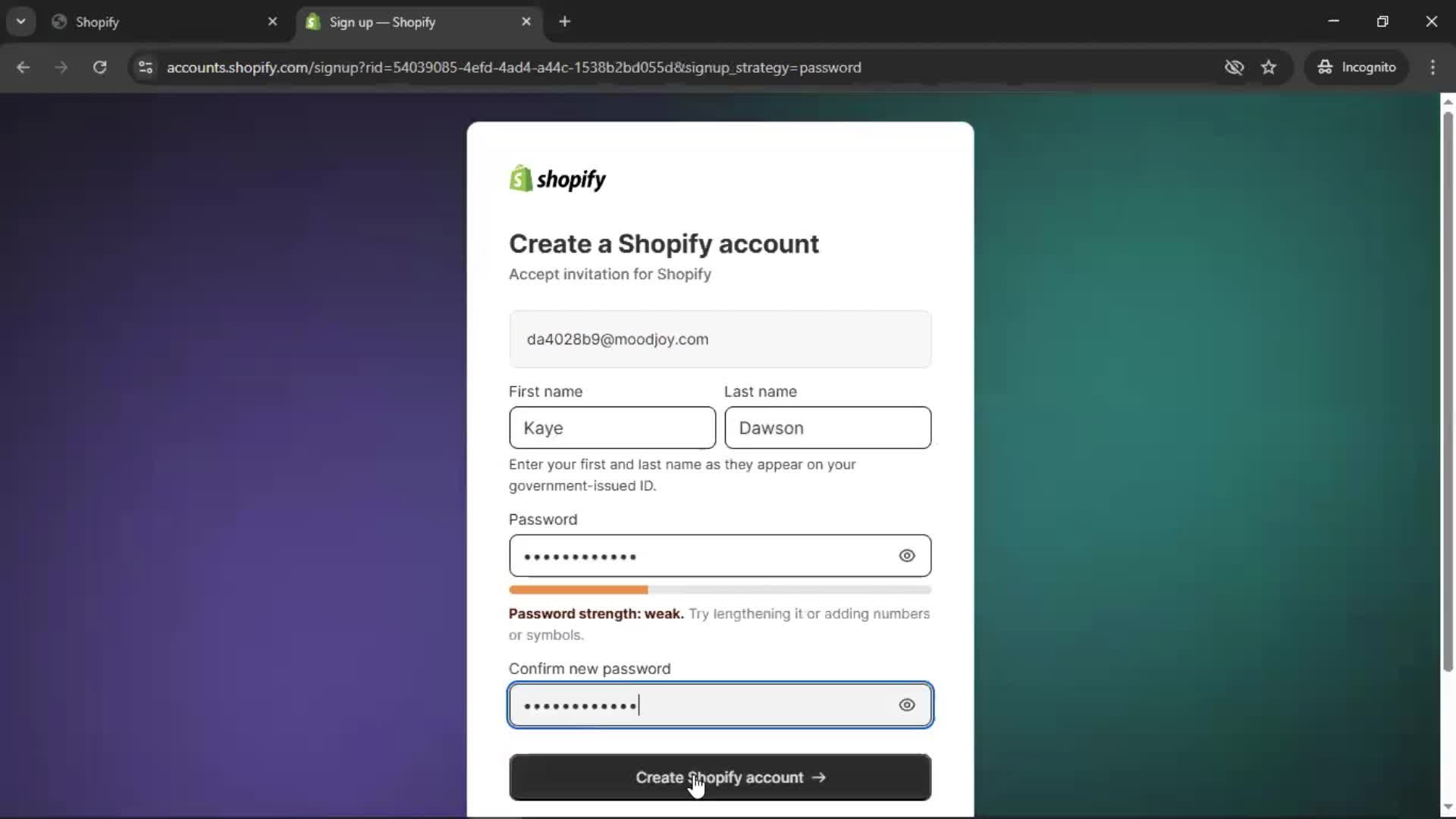 Accepting an invite screenshot