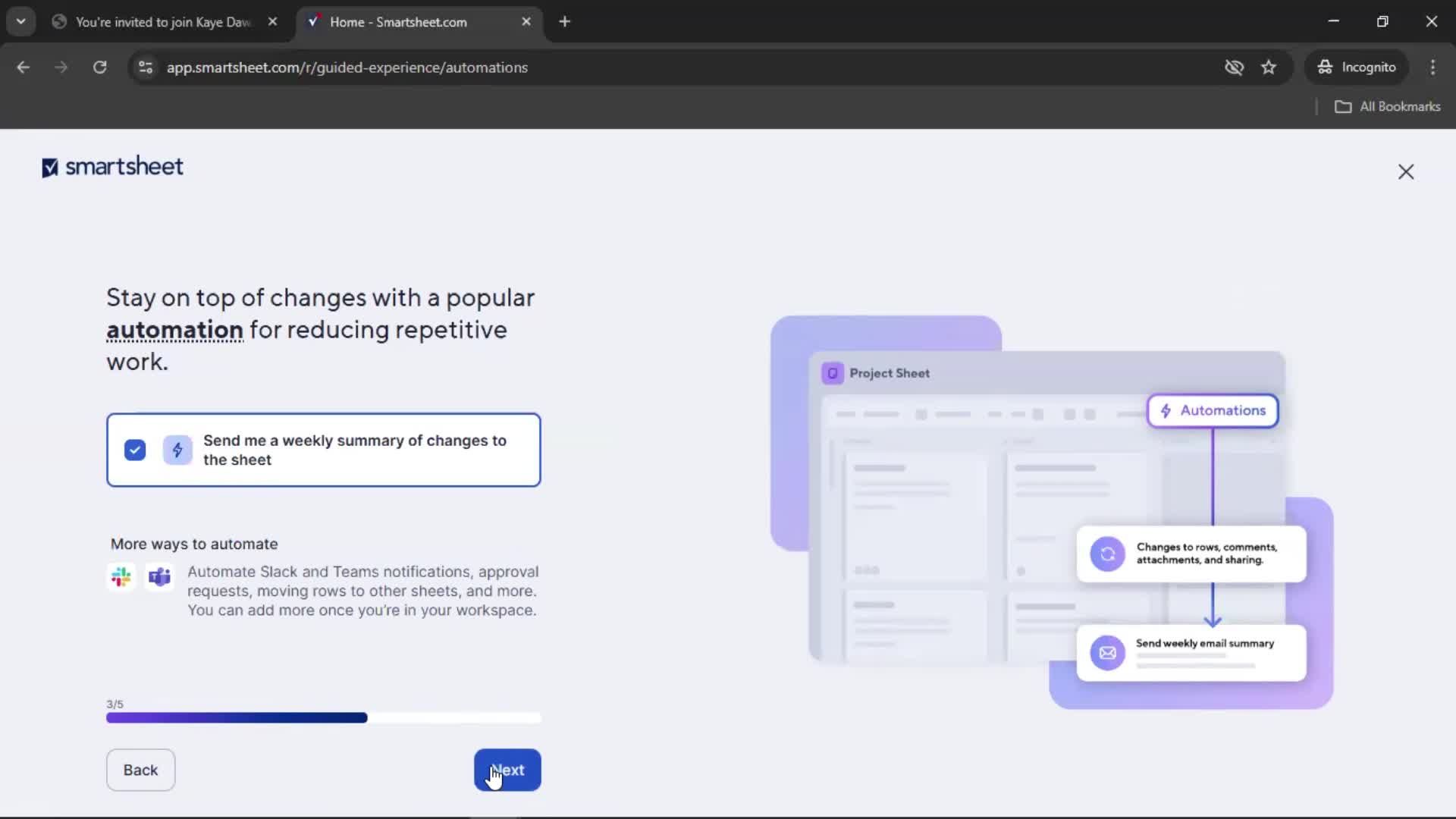 Accepting an invite screenshot