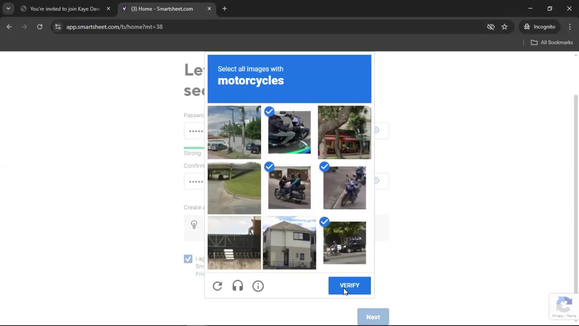 Accepting an invite screenshot