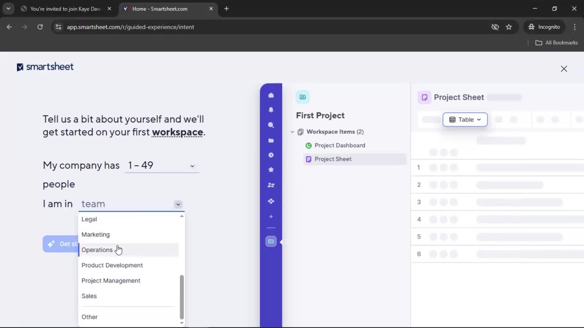 Accepting an invite screenshot