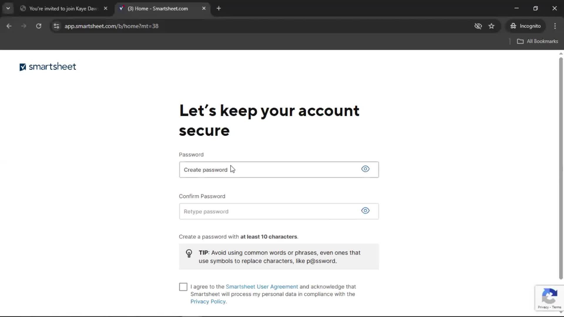 Accepting an invite screenshot