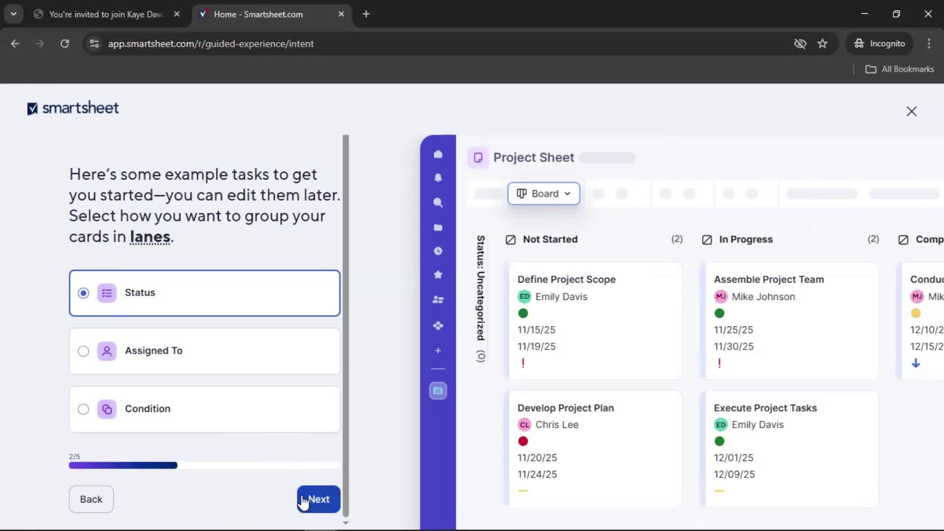 Accepting an invite screenshot