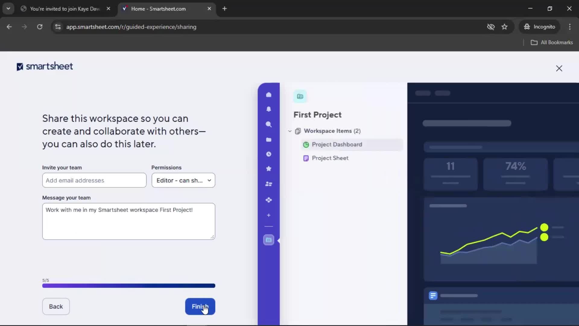 Accepting an invite screenshot