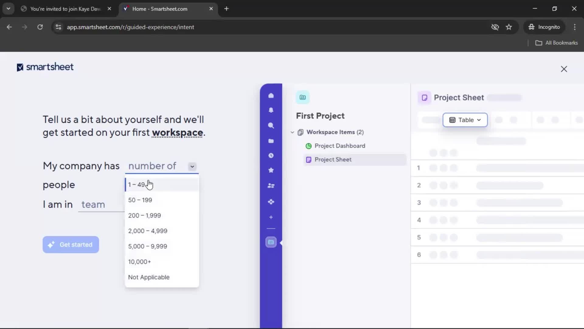 Accepting an invite screenshot