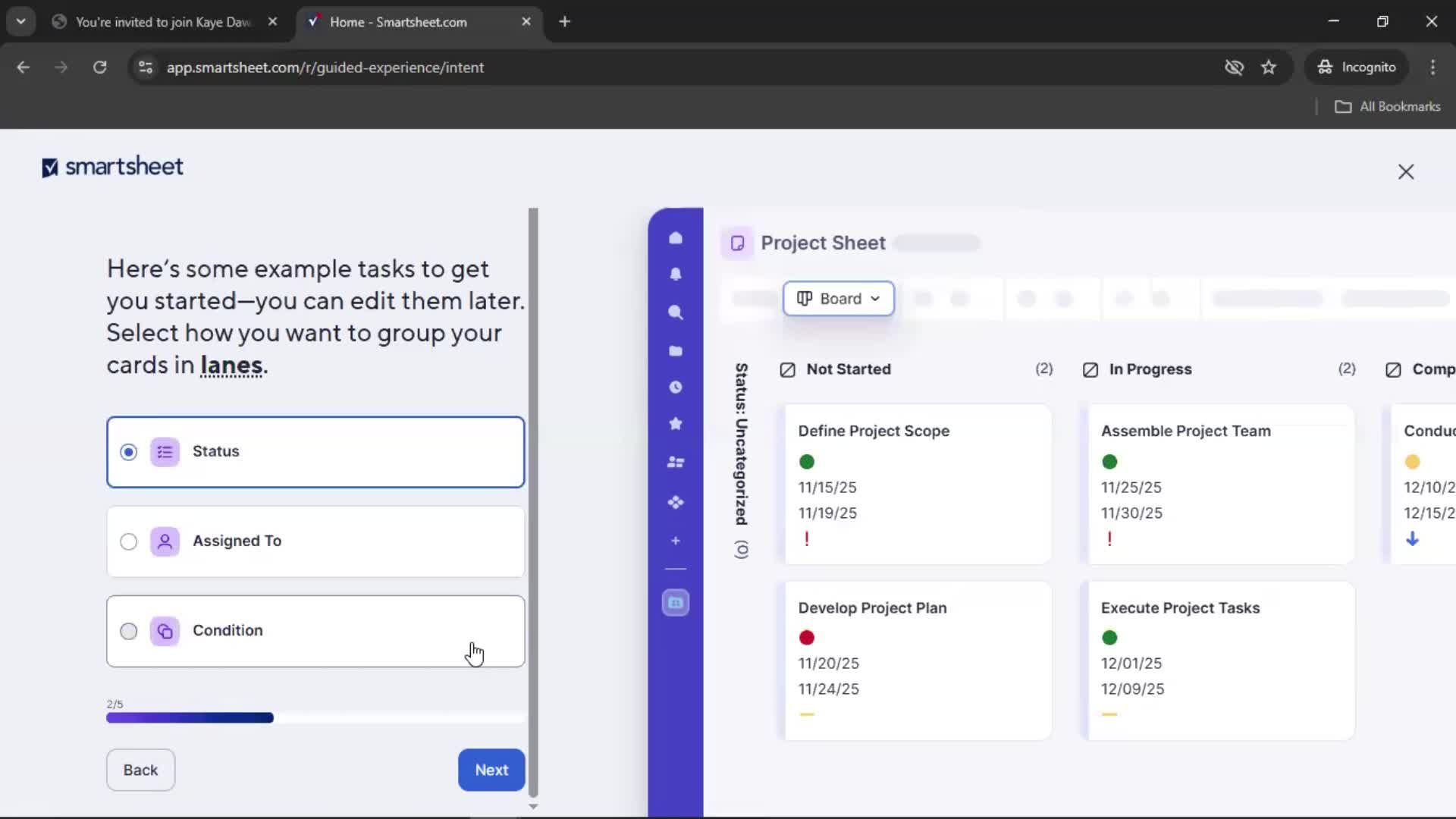 Accepting an invite screenshot