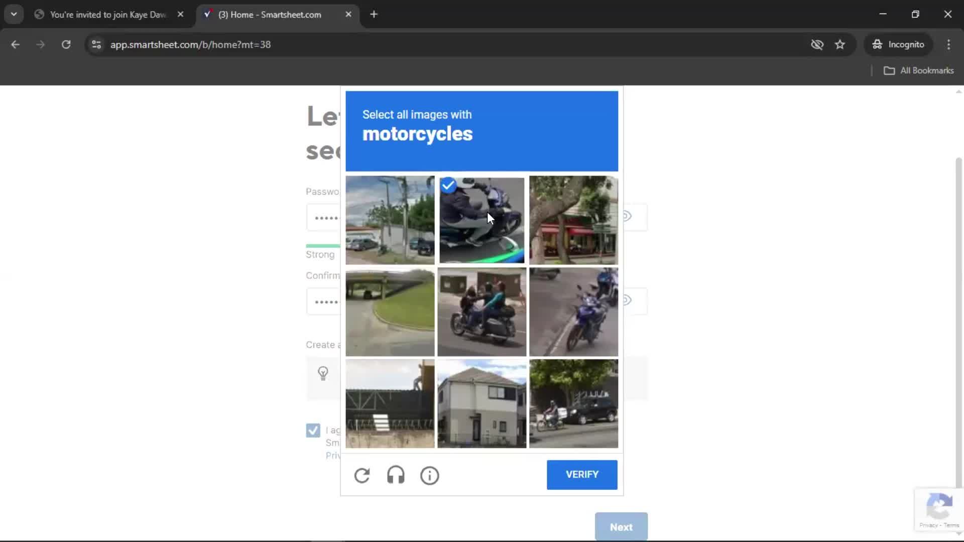 Accepting an invite screenshot
