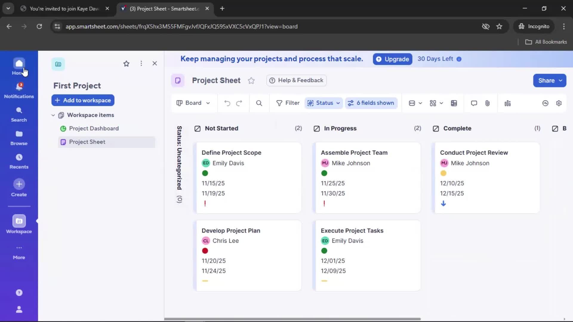 Accepting an invite screenshot