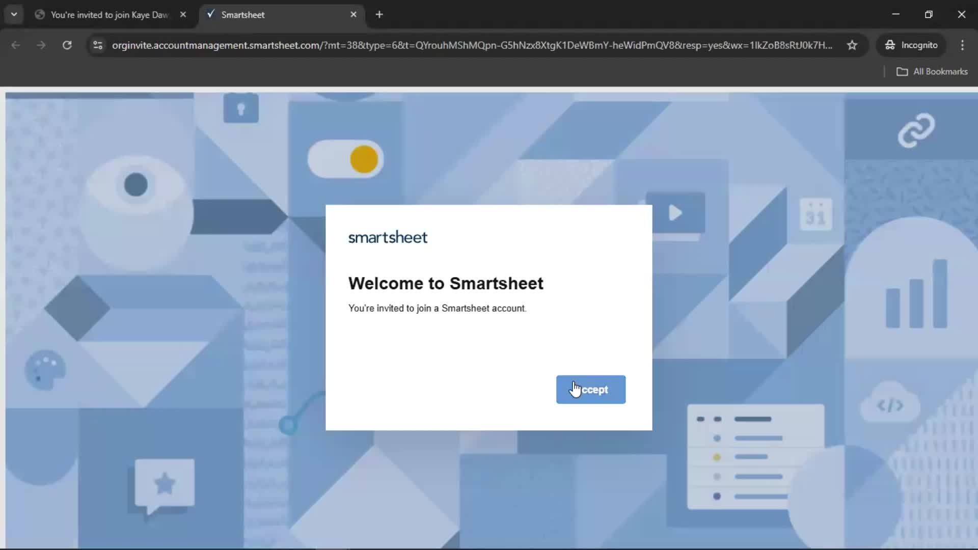Accepting an invite screenshot