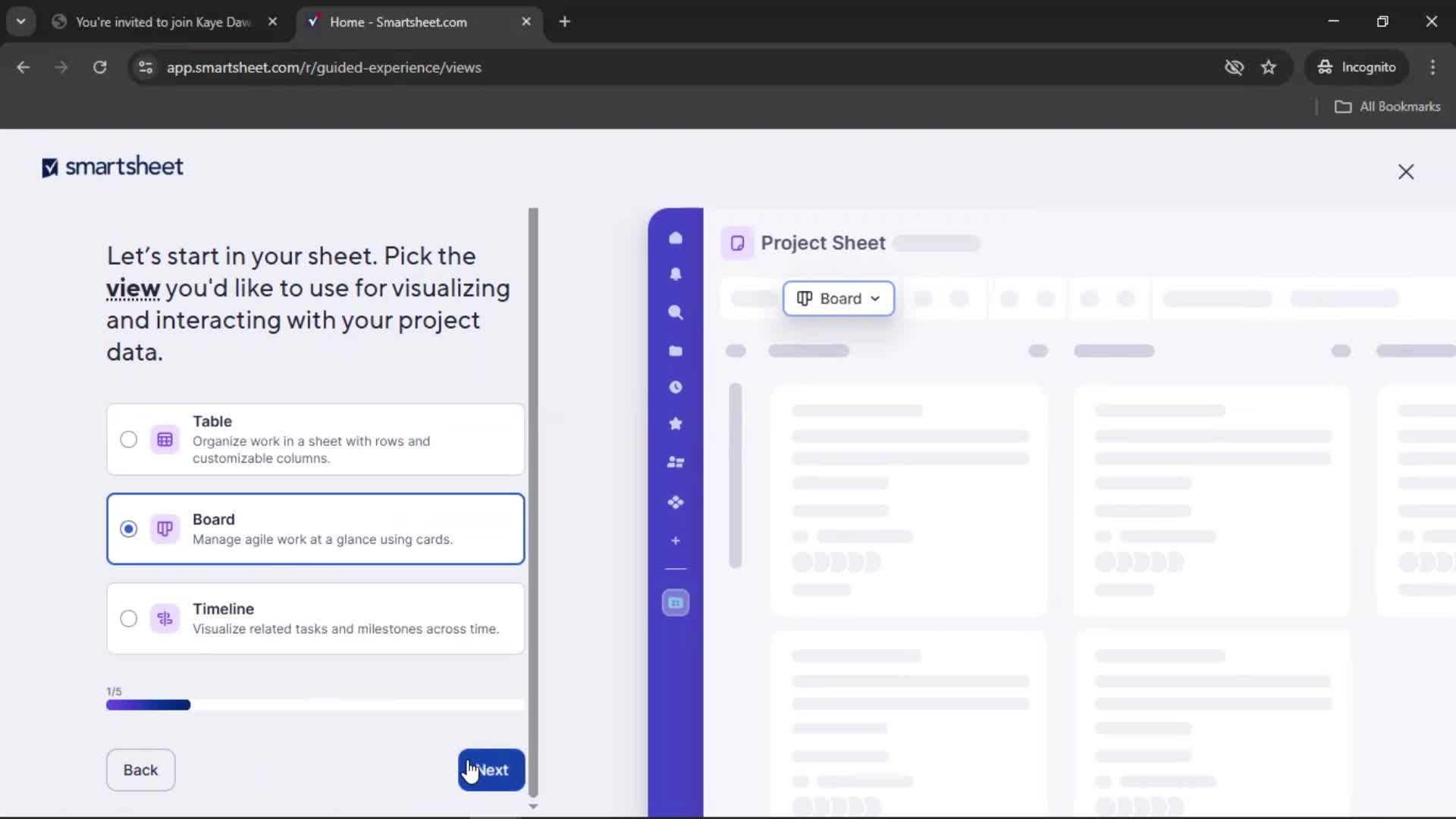 Accepting an invite screenshot