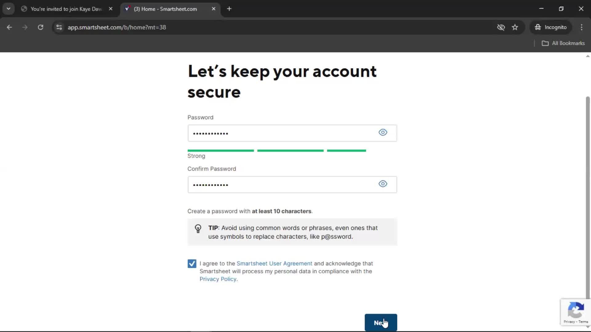 Accepting an invite screenshot