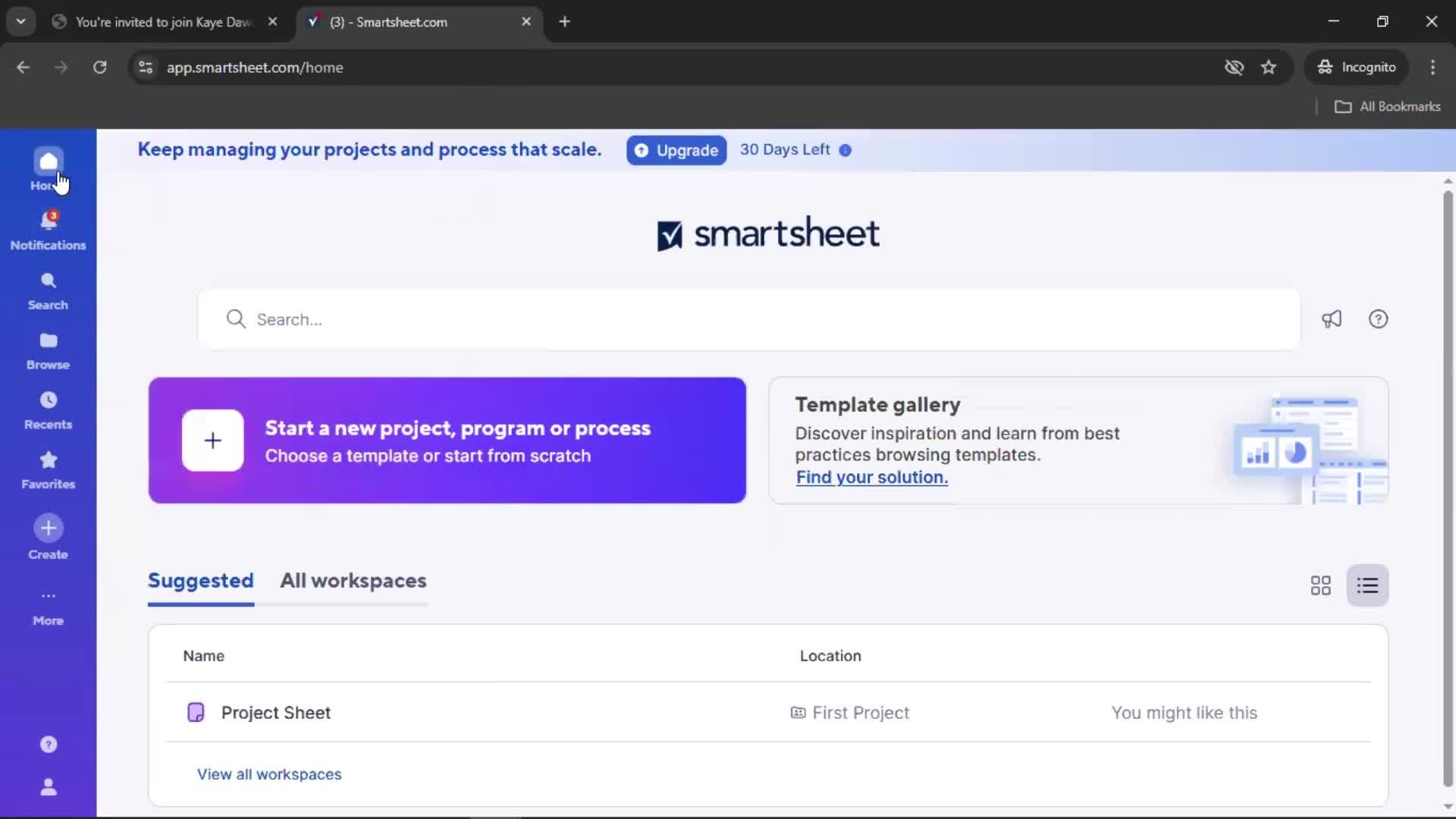 Accepting an invite screenshot