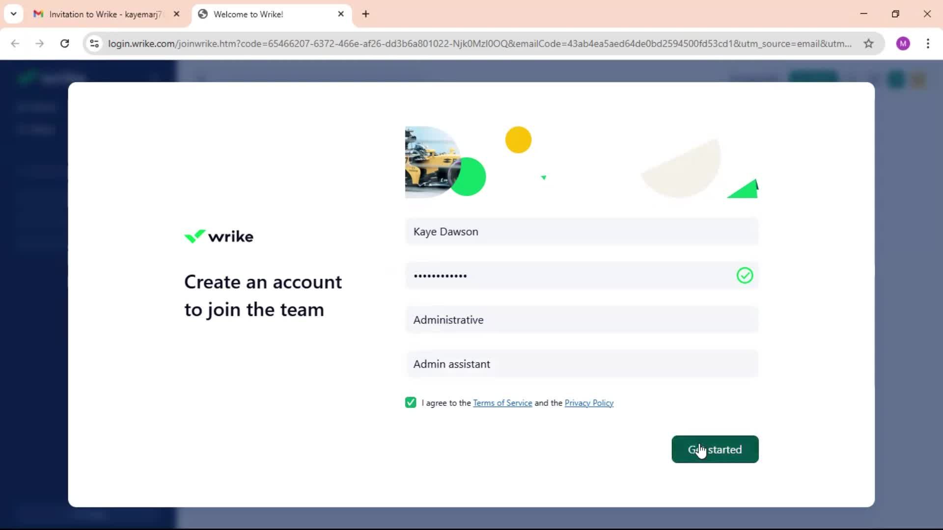 Accepting an invite screenshot