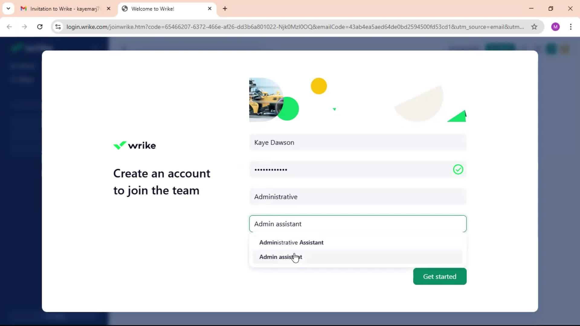 Accepting an invite screenshot