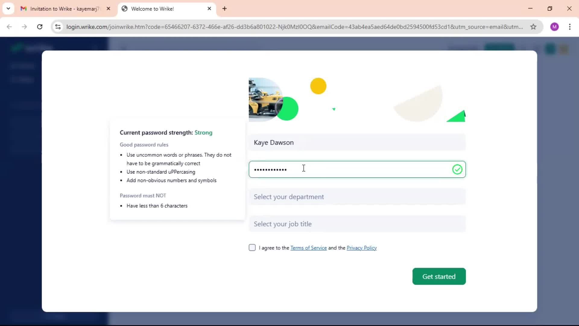 Accepting an invite screenshot
