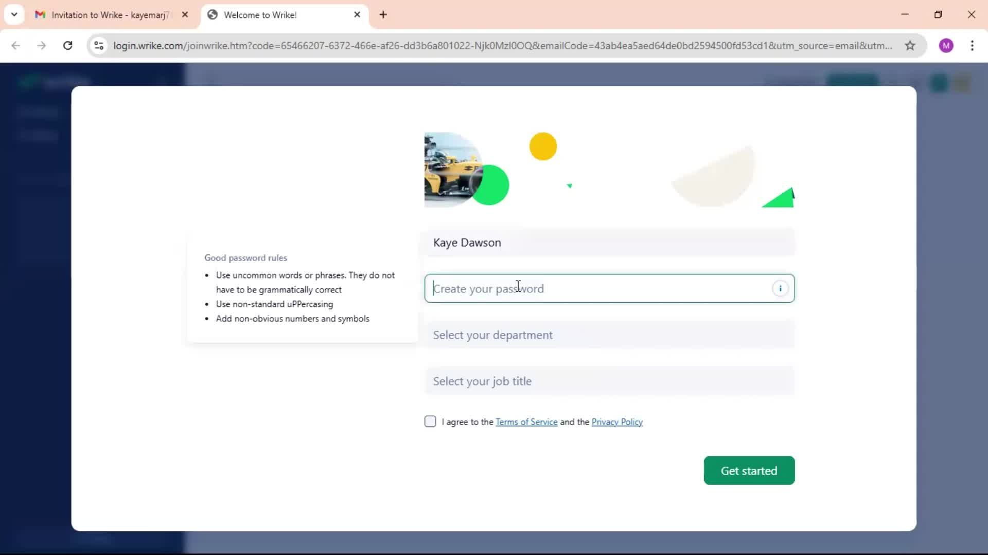 Accepting an invite screenshot