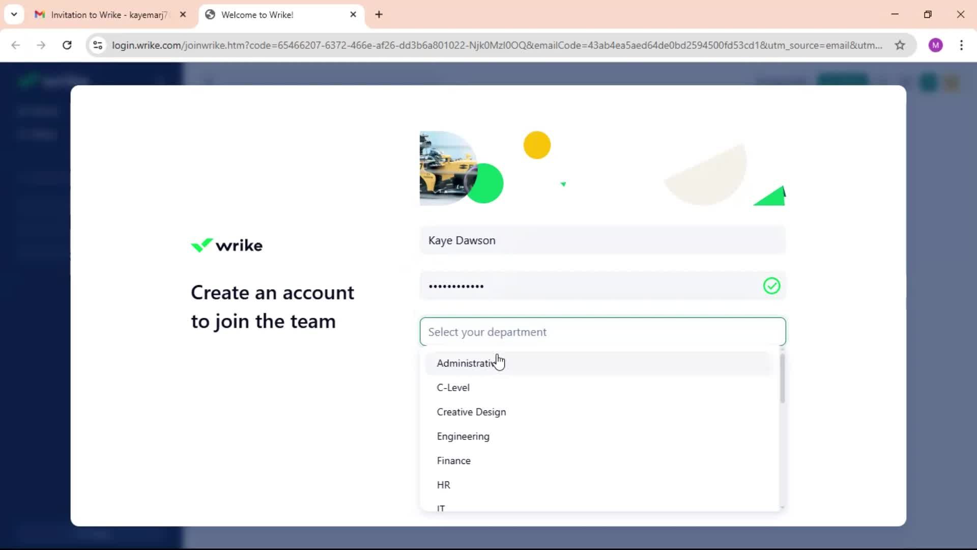 Accepting an invite screenshot