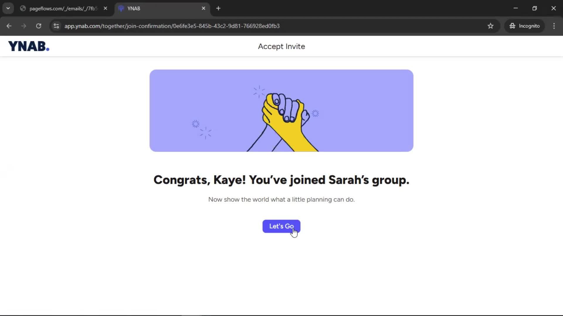 Accepting an invite screenshot