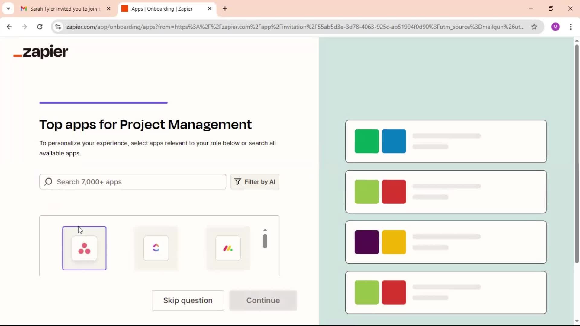 Accepting an invite screenshot