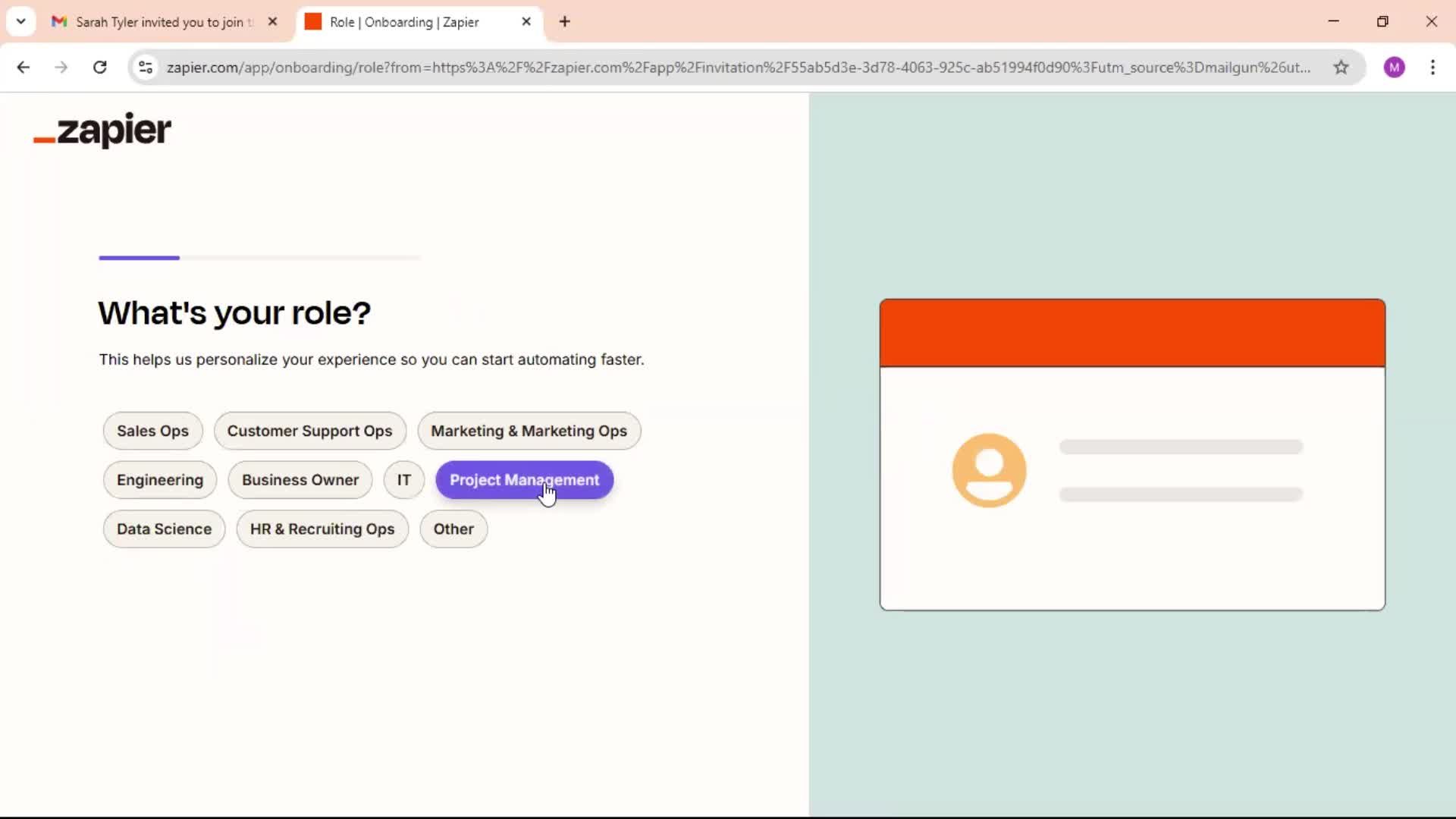 Accepting an invite screenshot