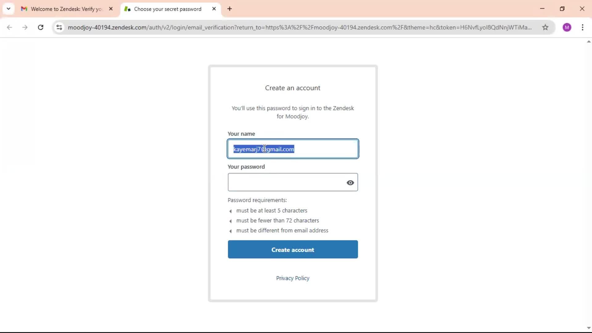 Accepting an invite screenshot