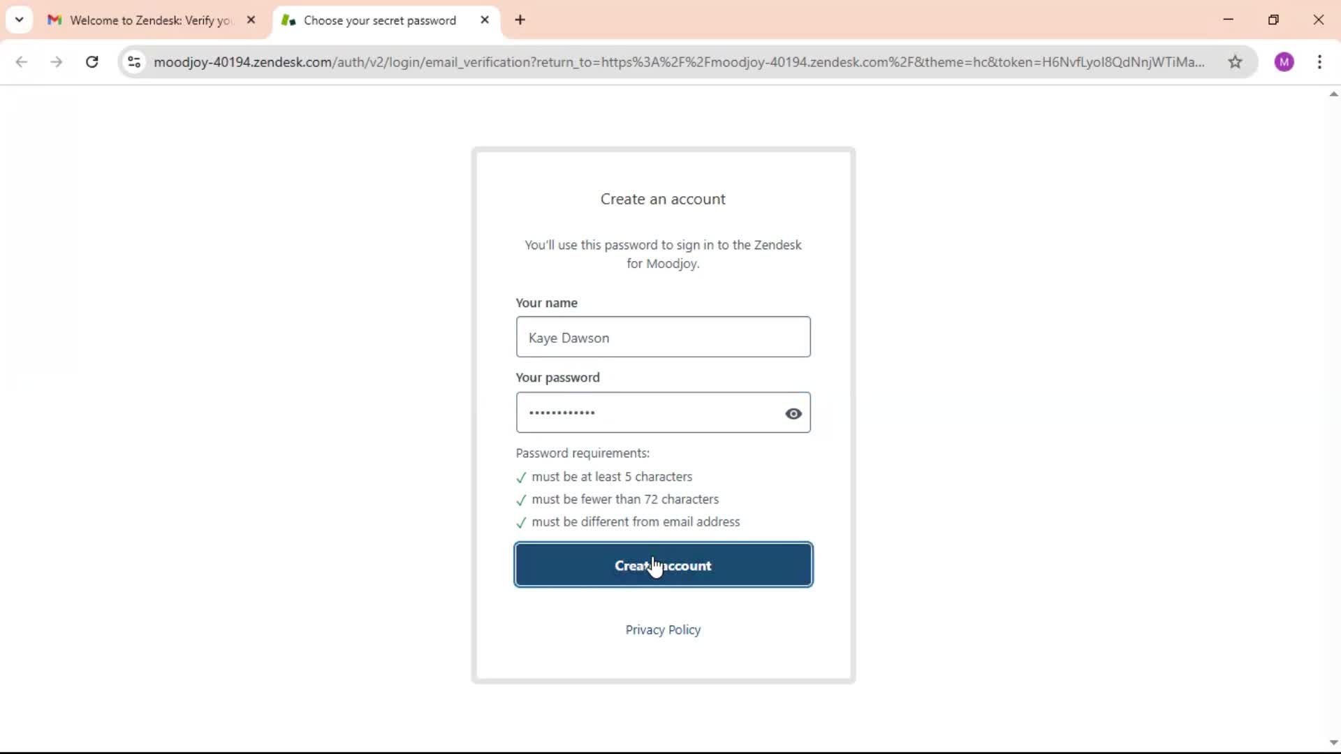 Accepting an invite screenshot